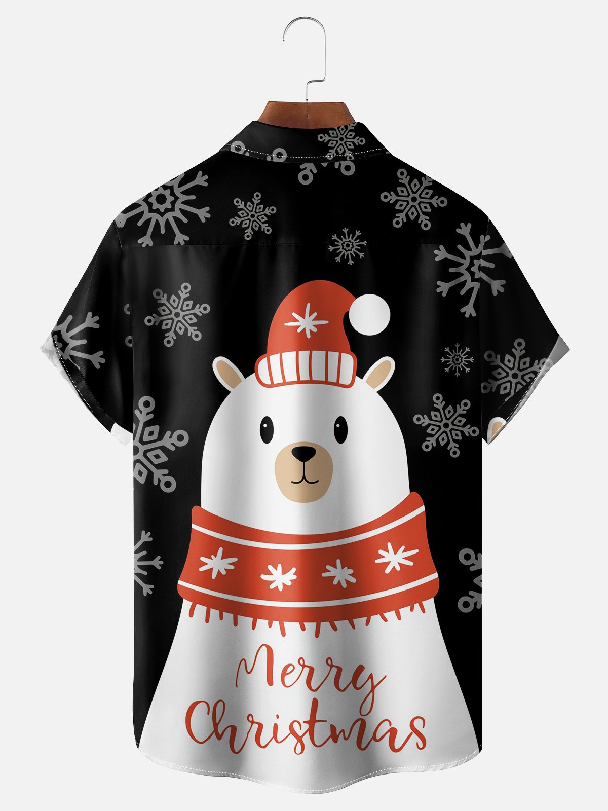 Moisture-wicking Christmas Polar Bear Snowman Chest Pocket Casual Shirt
