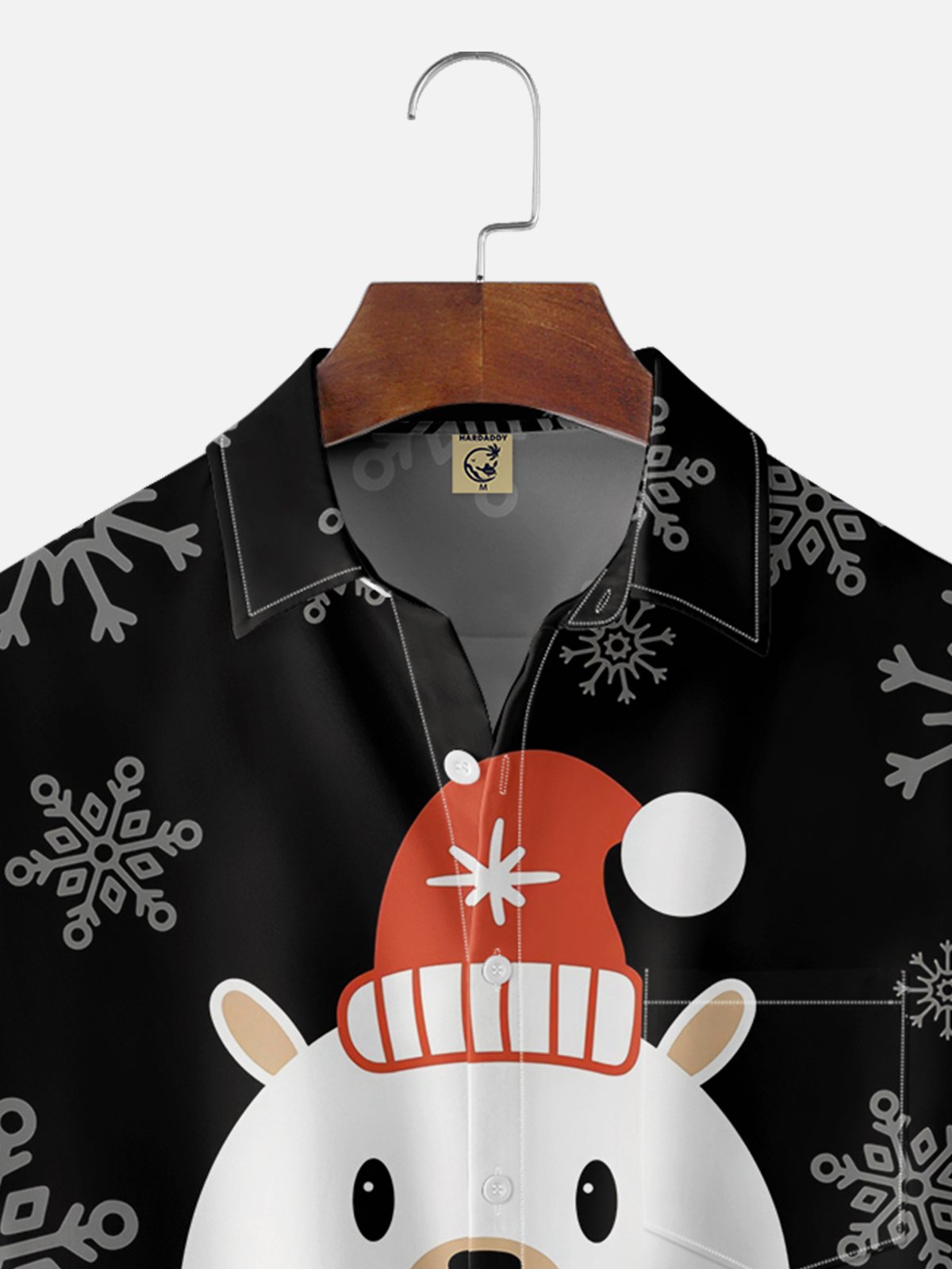 Moisture-wicking Christmas Polar Bear Snowman Chest Pocket Casual Shirt