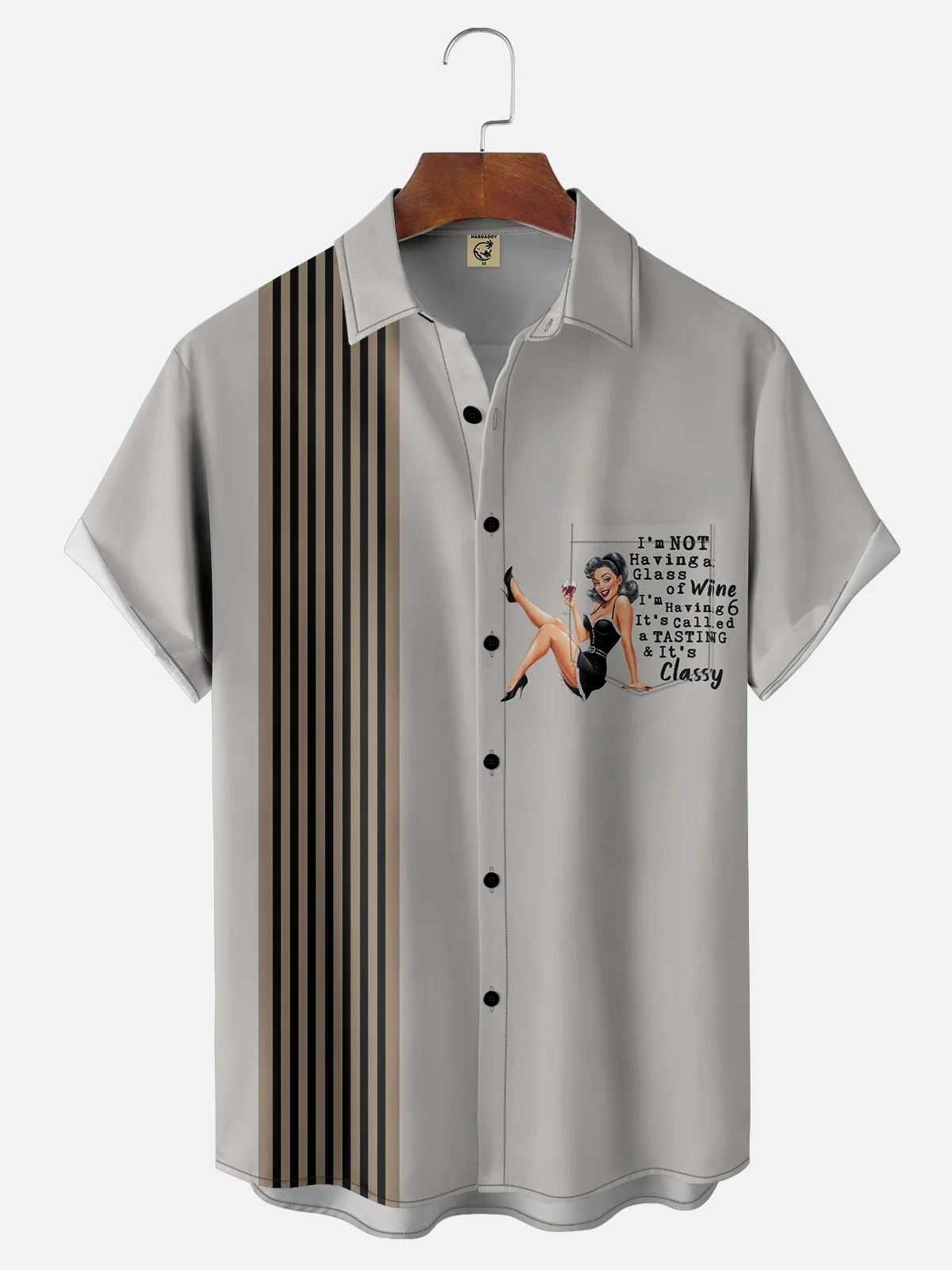 Moisture-wicking Cocktail Lady Chest Pocket Bowling Shirt