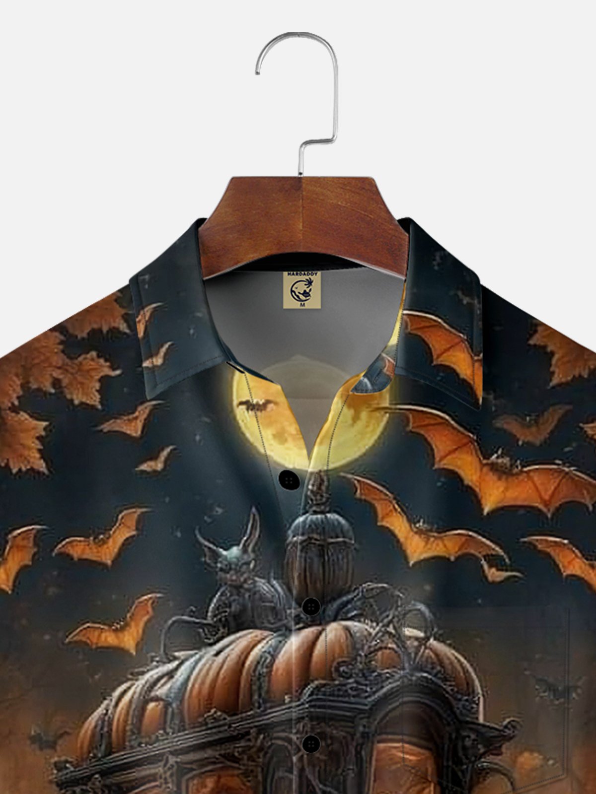 Moisture-wicking Halloween Midnight Skeleton Pumpkin Car Chest Pocket Hawaiian Shirt