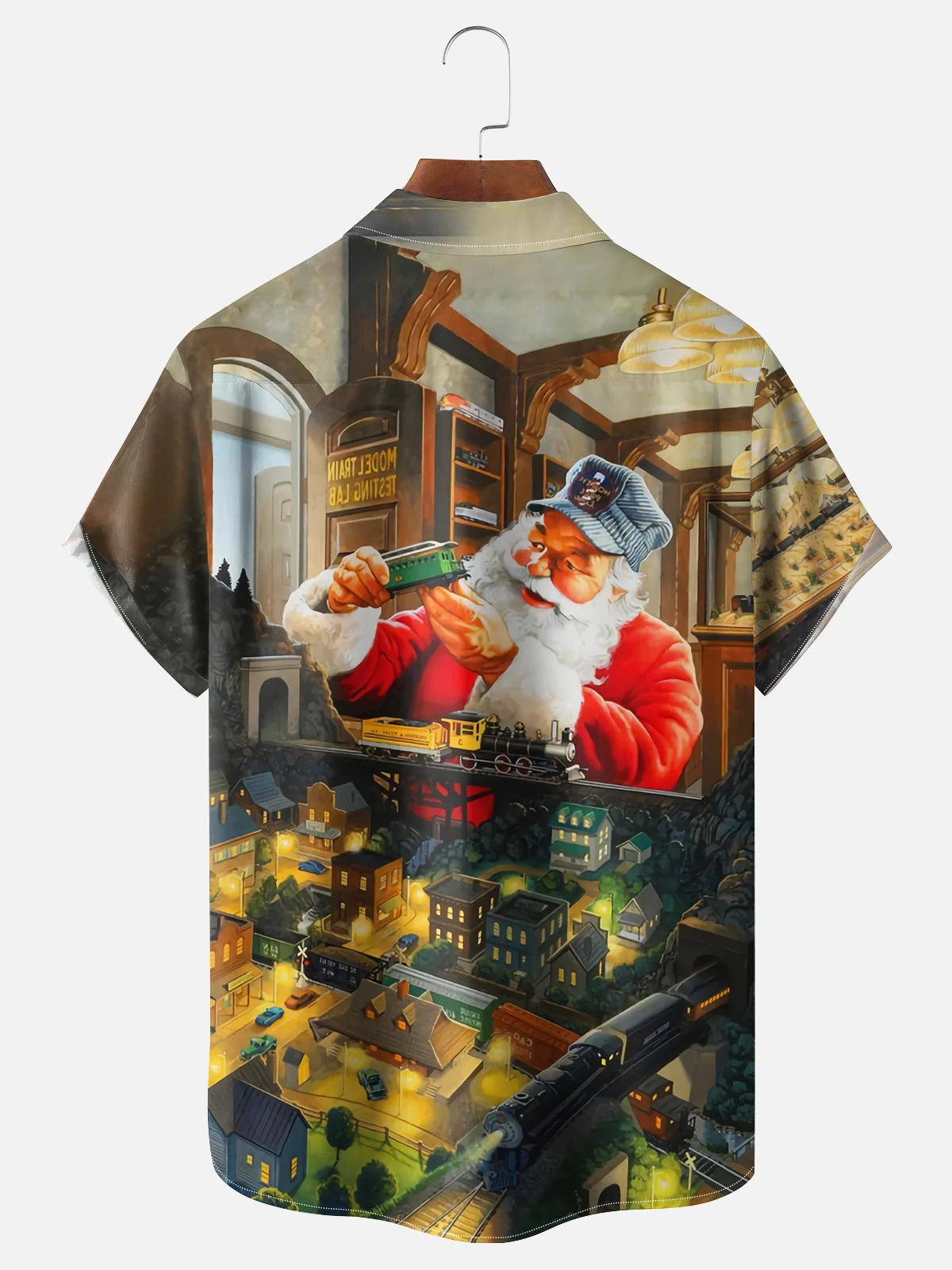 Moisture-wicking Christmas Santa Claus Chest Pocket Casual Shirt