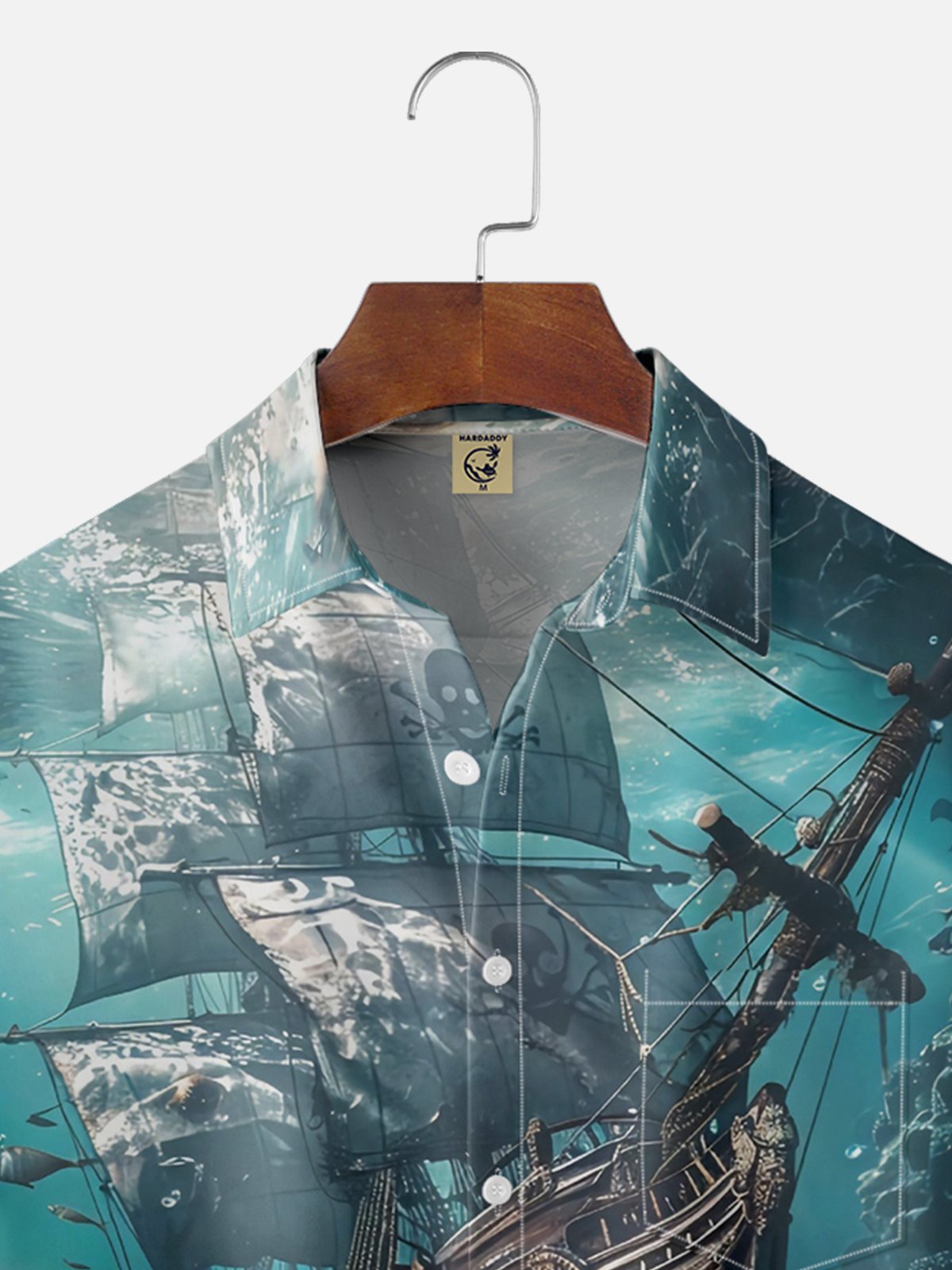 Moisture Wicking Corsair Pirate Chest Pocket Hawaiian Shirt