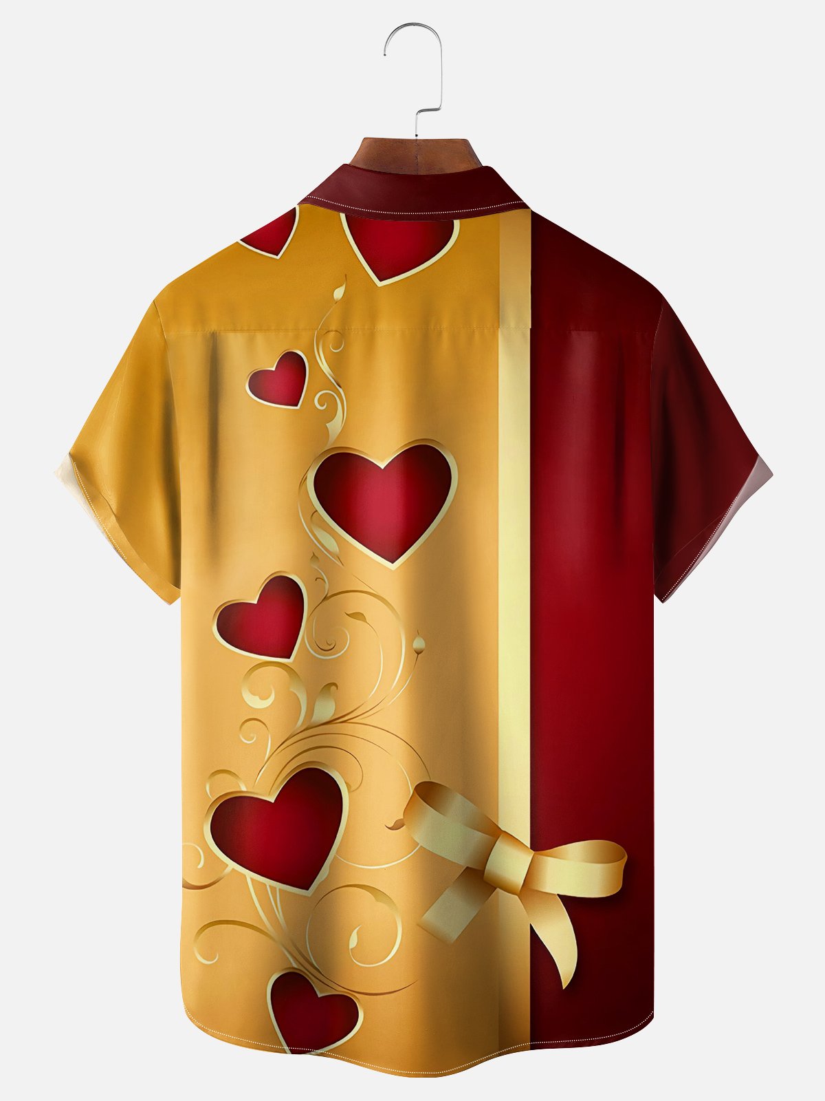 Moisture-wicking Christmas Valentine Heart Chest Pocket Casual Shirt