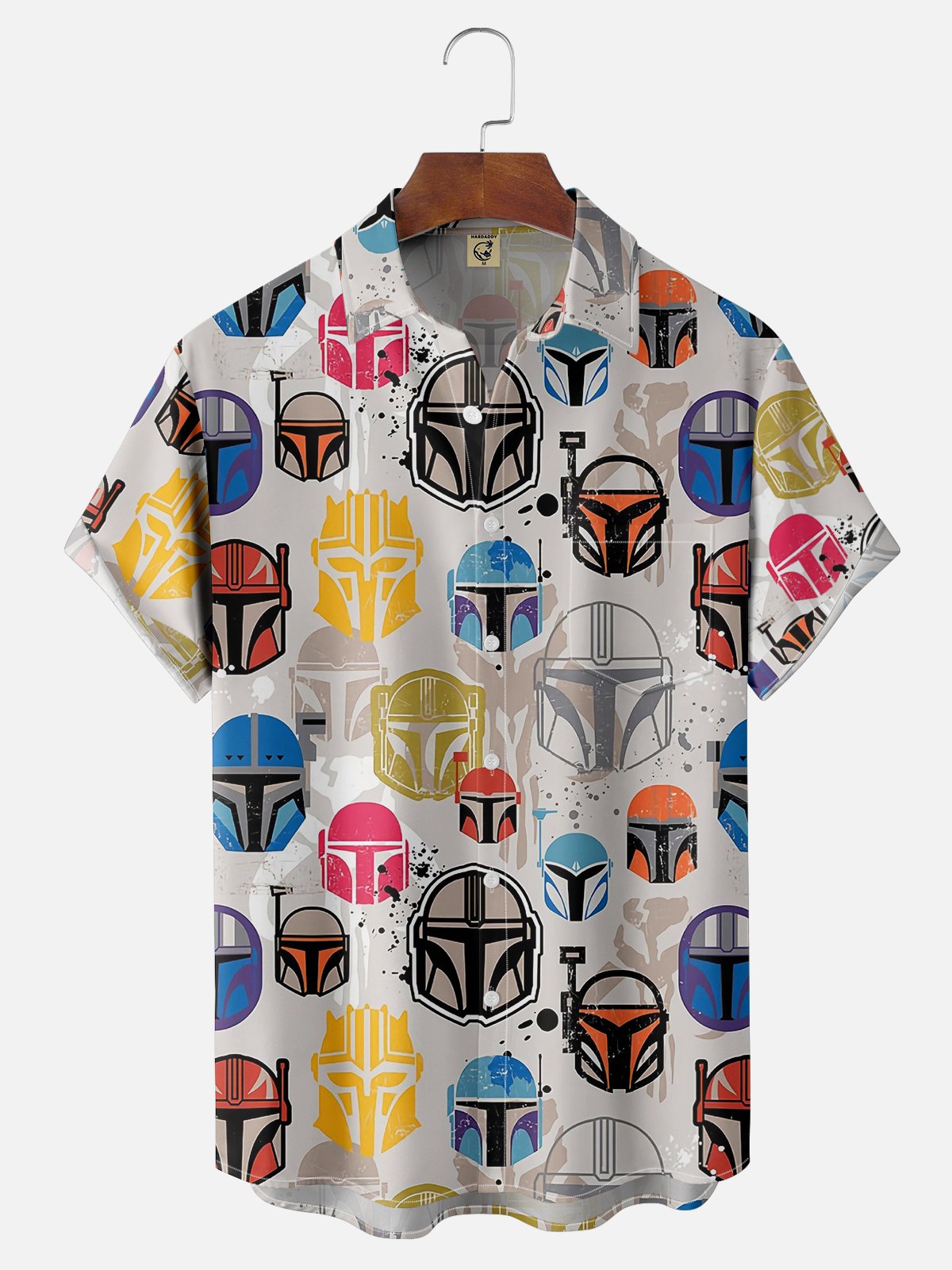 Moisture Wicking Star Robot Chest Pocket Hawaiian Shirt