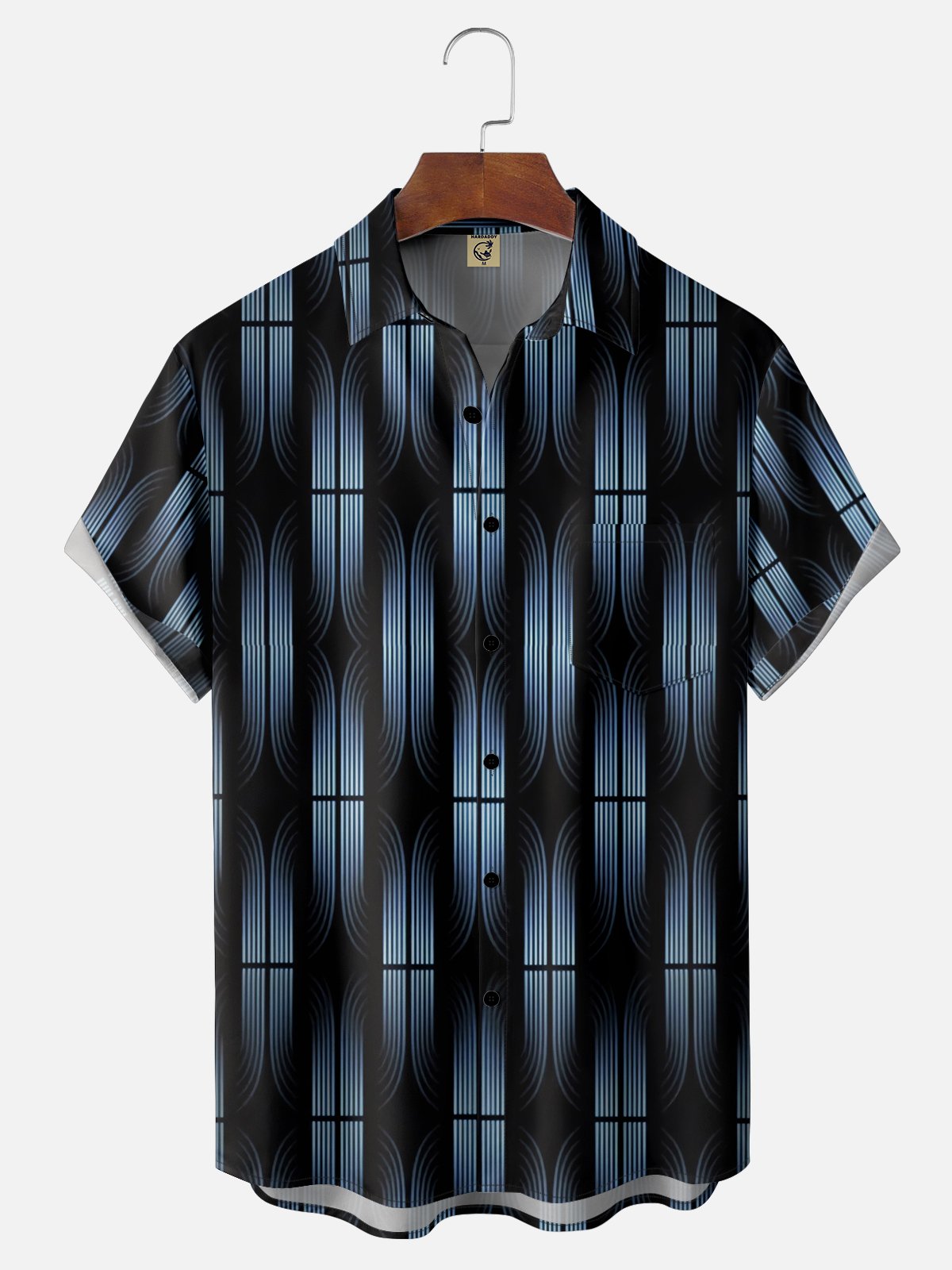 Moisture Wicking Abstract 3D Gradient Chest Pocket Hawaiian Shirt