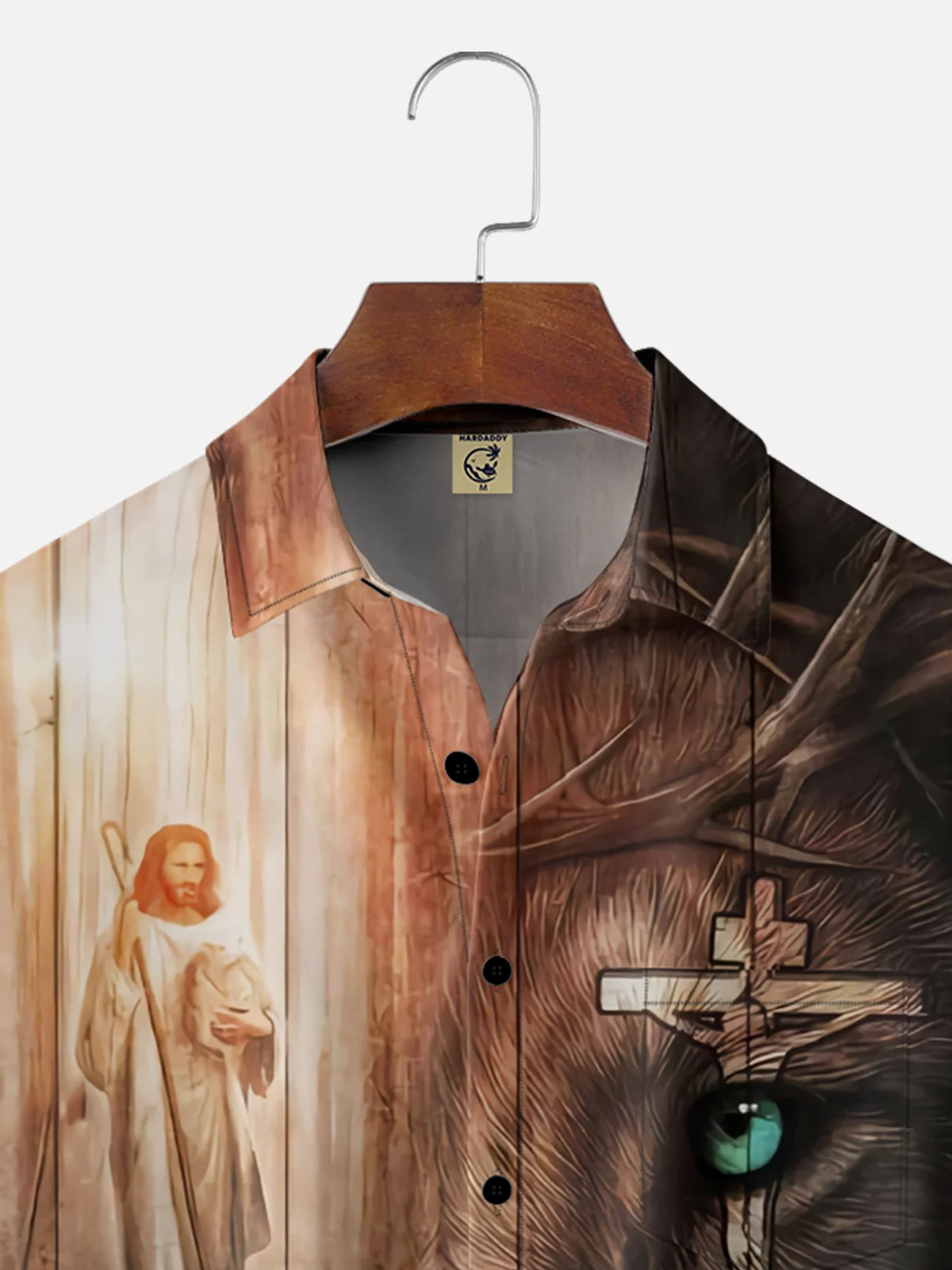 Moisture-wicking Christianity Jesus Lion Cross Faith Chest Pocket Casual Shirt