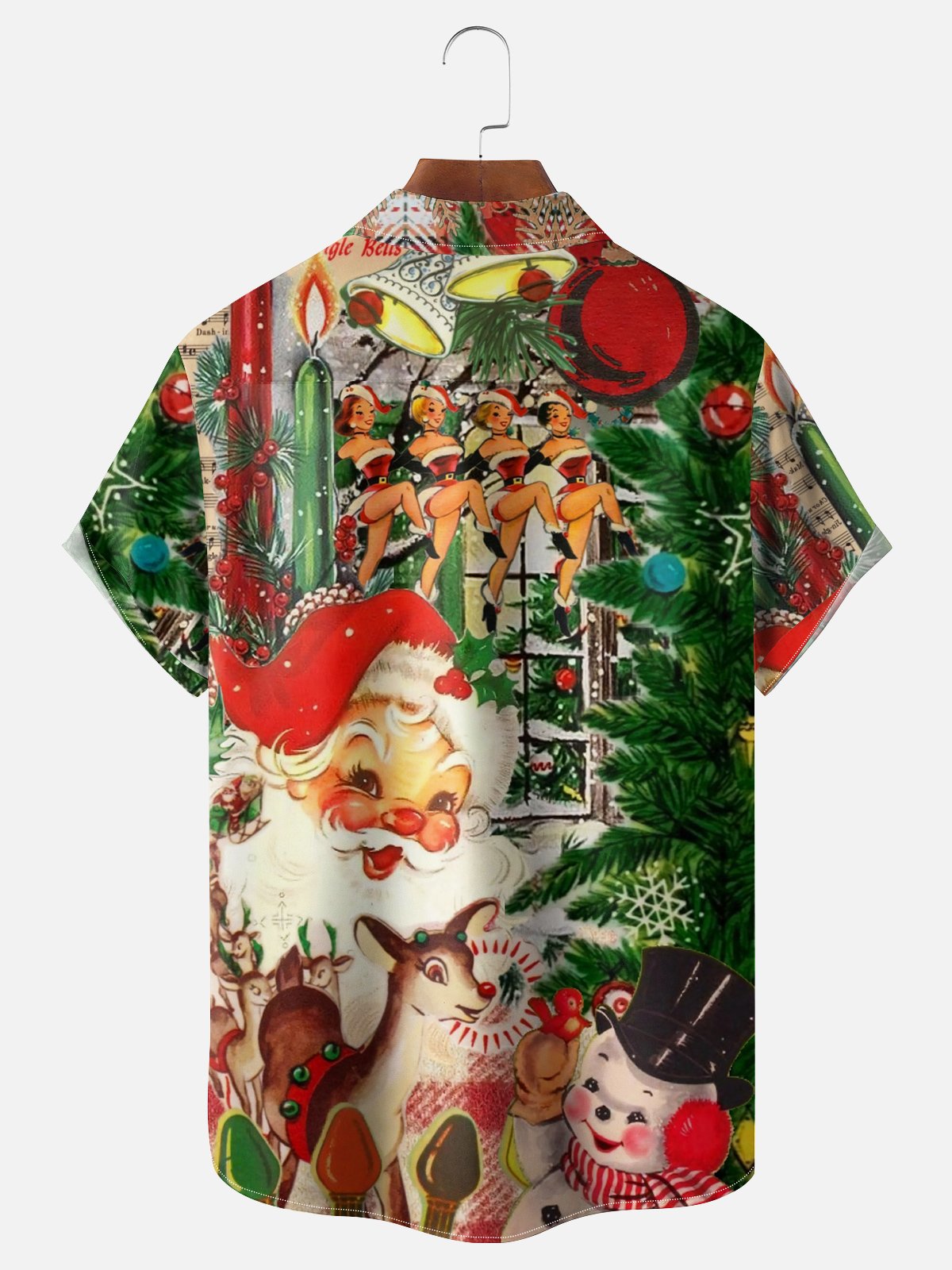 Moisture-wicking Christmas Santa Claus Chest Pocket Casual Shirt