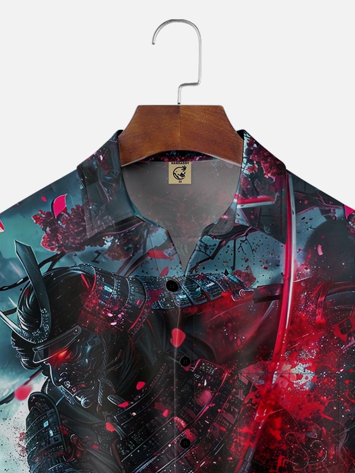 Moisture Wicking Ukiyo-e Samurai Chest Pocket Hawaiian Shirt