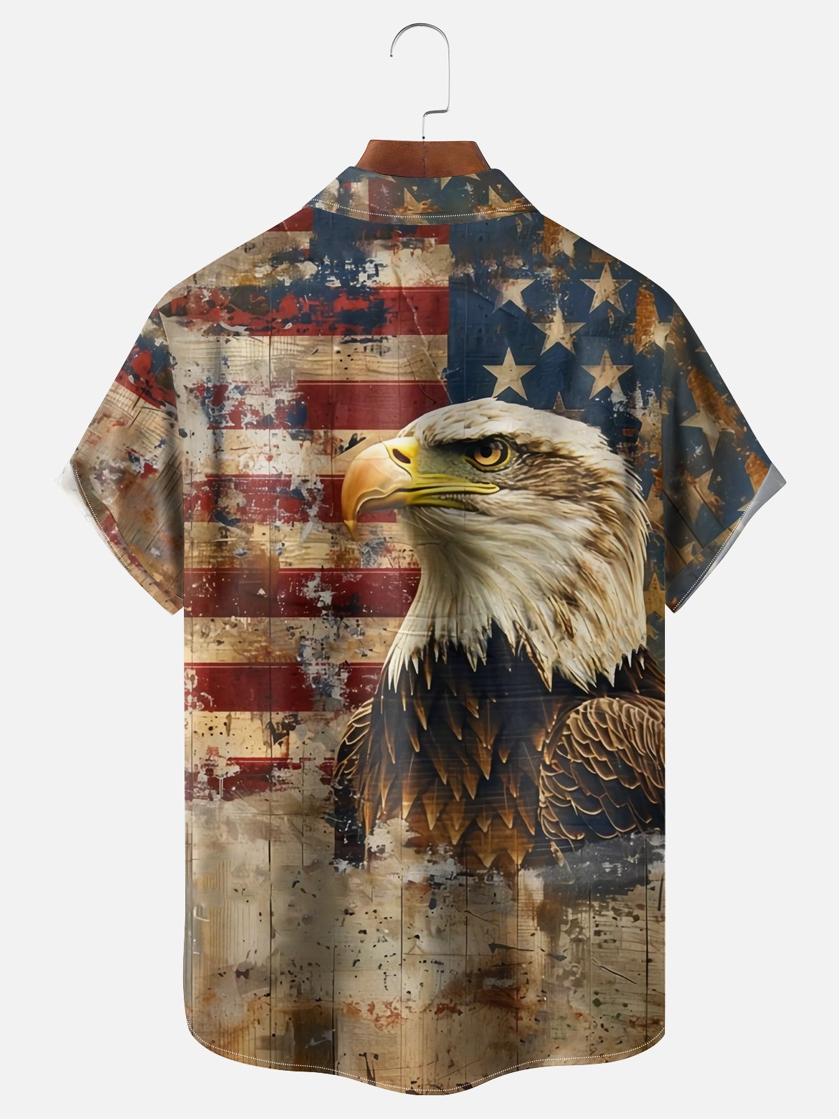 Moisture-wicking American Eagle Veterans Day Chest Pocket Casual Patriotic Shirt