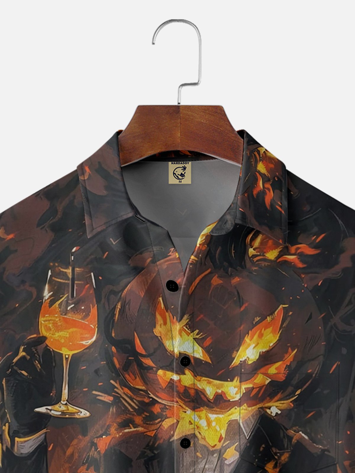 Moisture Wicking Halloween Pumpkin Chest Pocket Hawaiian Shirt