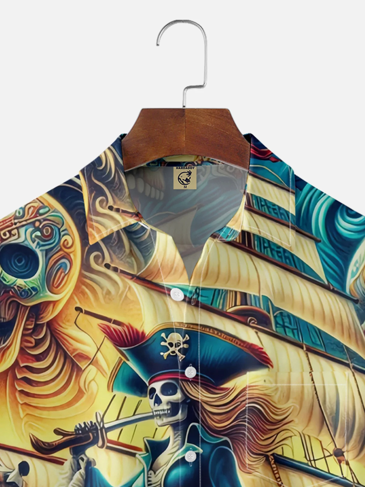 Moisture Wicking Corsair Pirate Chest Pocket Hawaiian Shirt