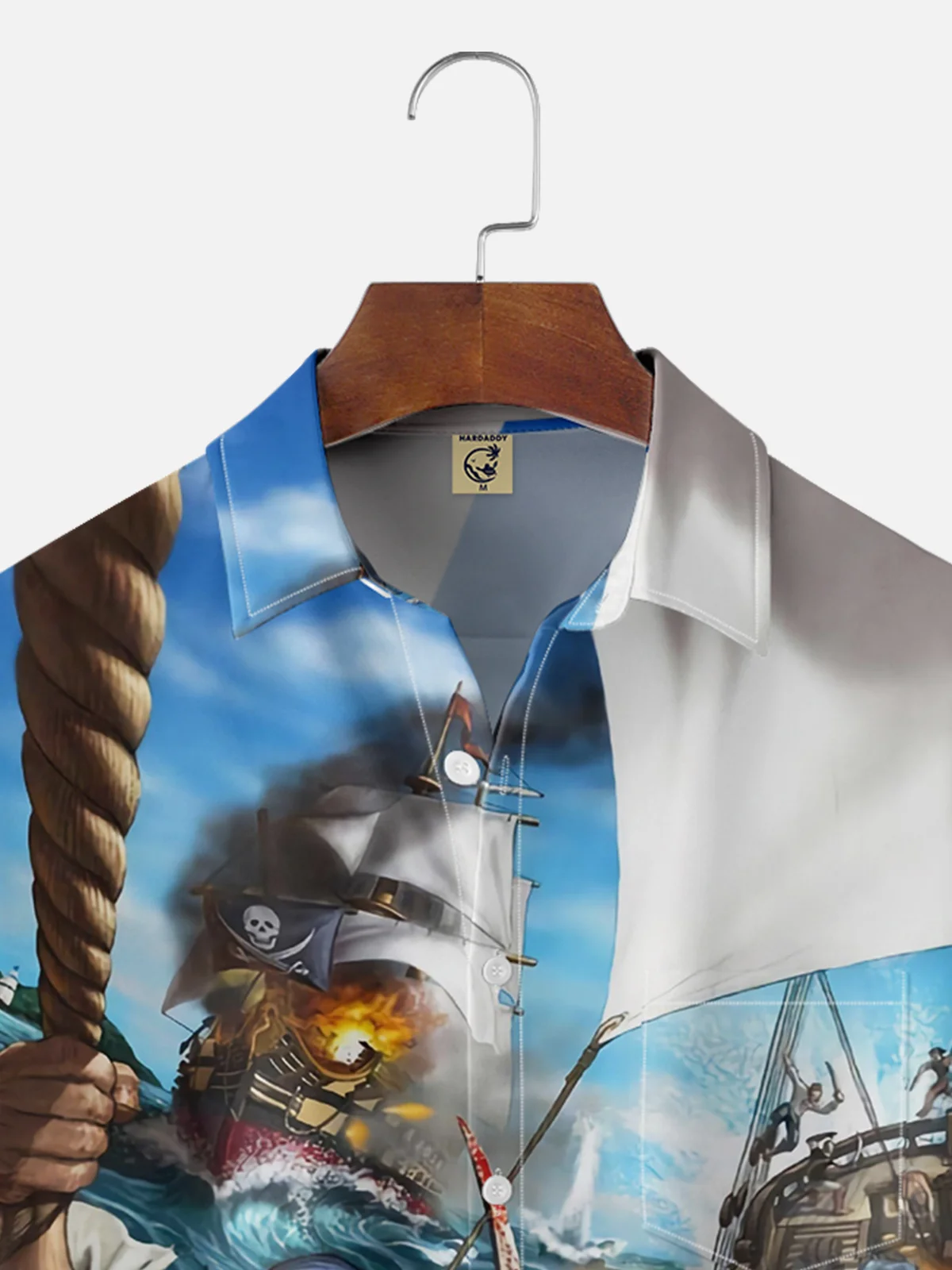 Moisture Wicking Corsair Pirate Chest Pocket Hawaiian Shirt