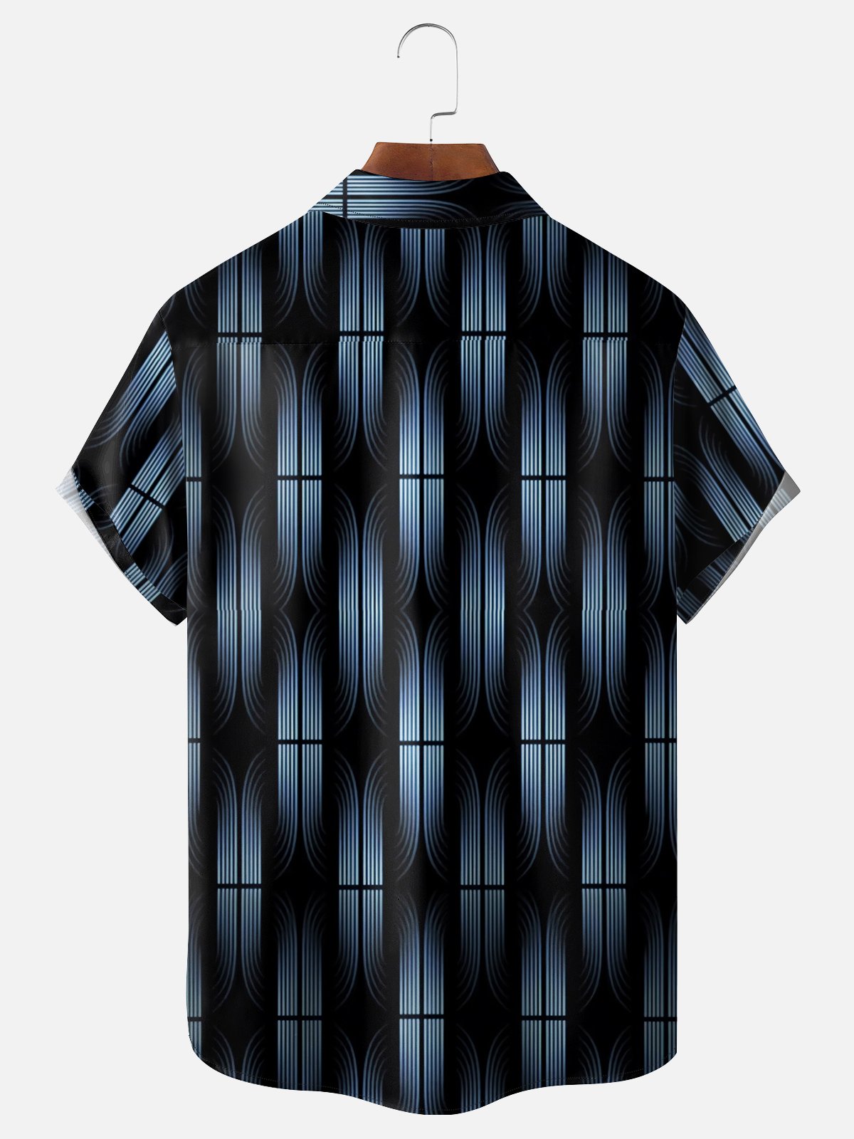 Moisture Wicking Abstract 3D Gradient Chest Pocket Hawaiian Shirt