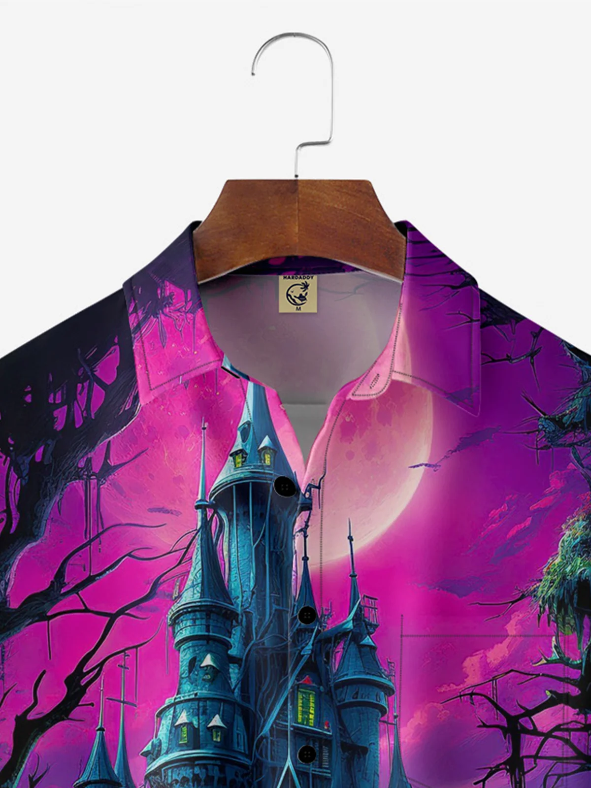 Moisture-wicking Halloween Castle Chest Pocket Casual Shirt