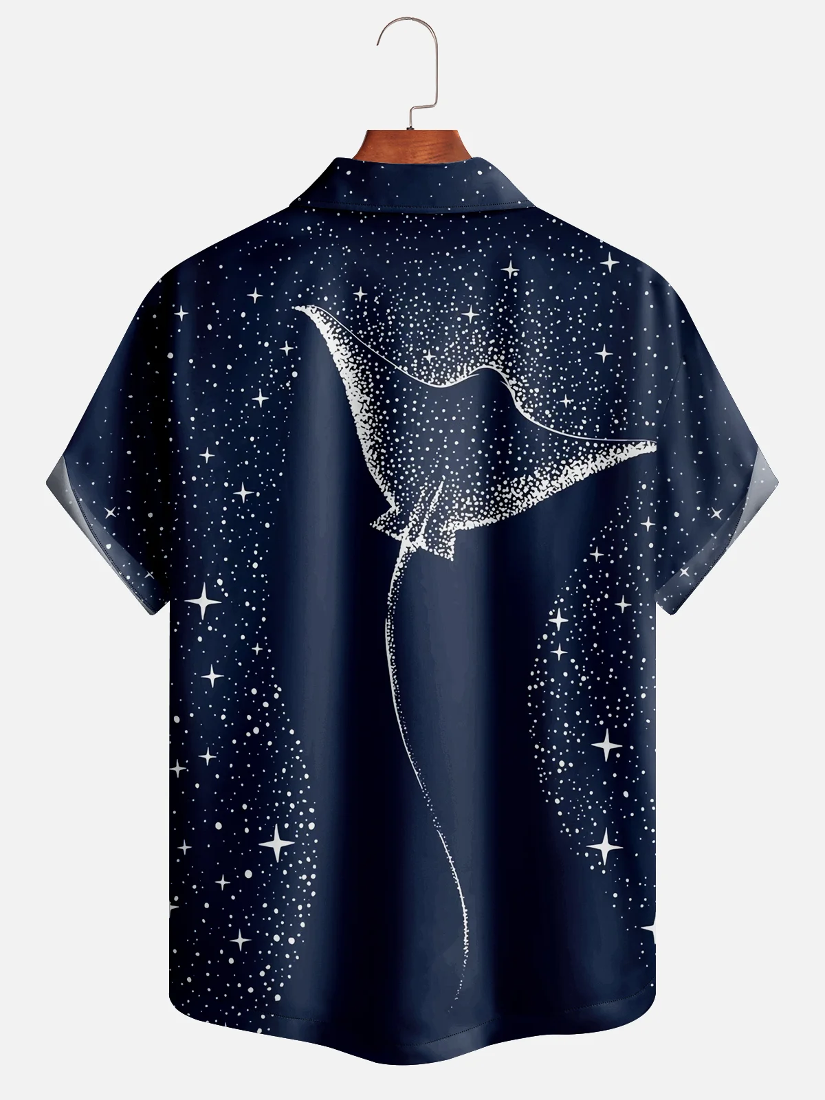 Moisture-wicking Ocean Art Starlight Manta Hawaiian Shirt