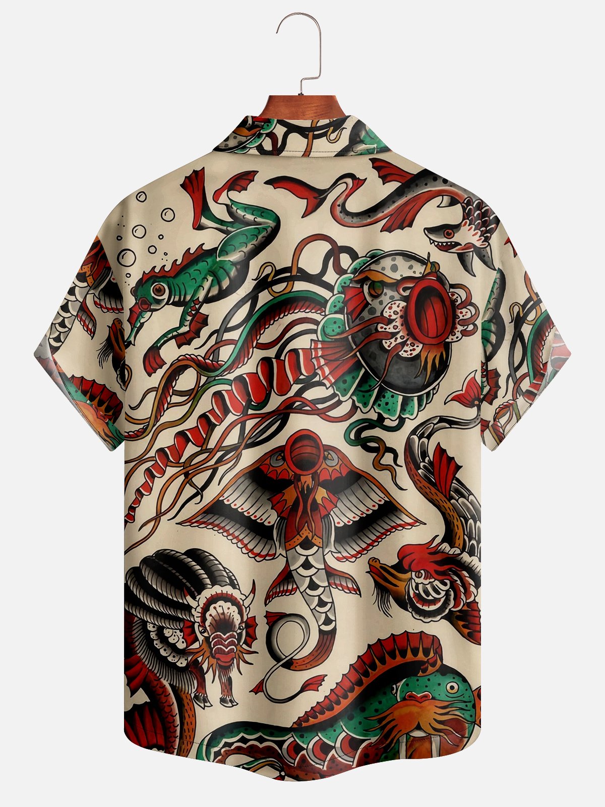 Moisture-wicking Vintage Tattoo Hawaiian Shirt