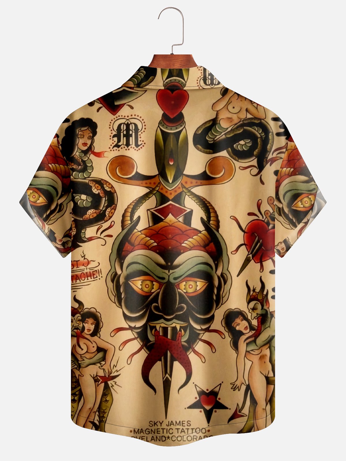 Moisture-wicking Vintage Tattoo Art Illustration Hawaiian Shirt