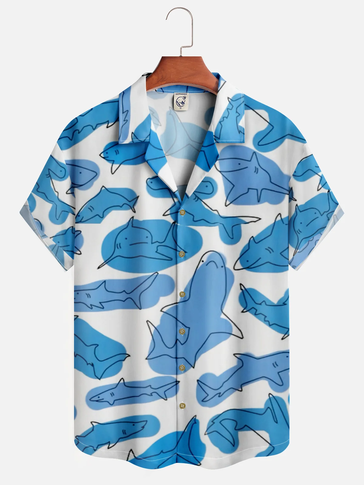 Moisture-wicking Shark Art Painting Hawaiian Shirt