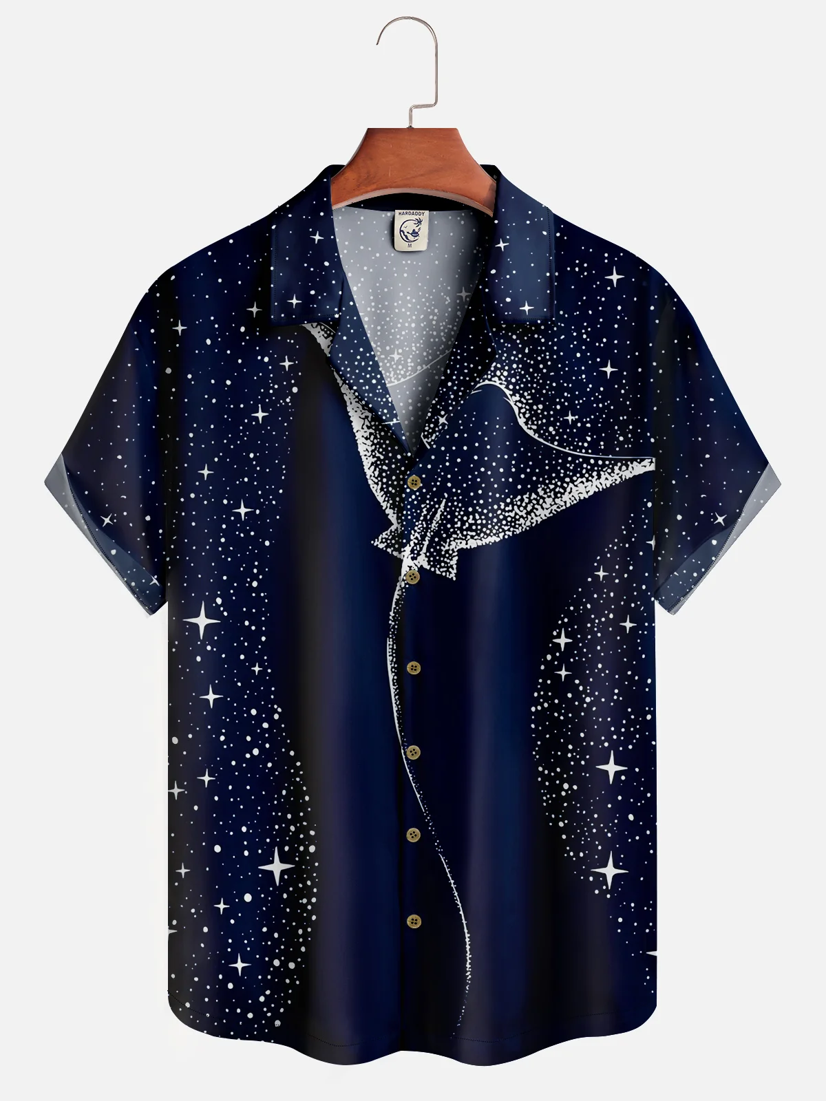 Moisture-wicking Ocean Art Starlight Manta Hawaiian Shirt