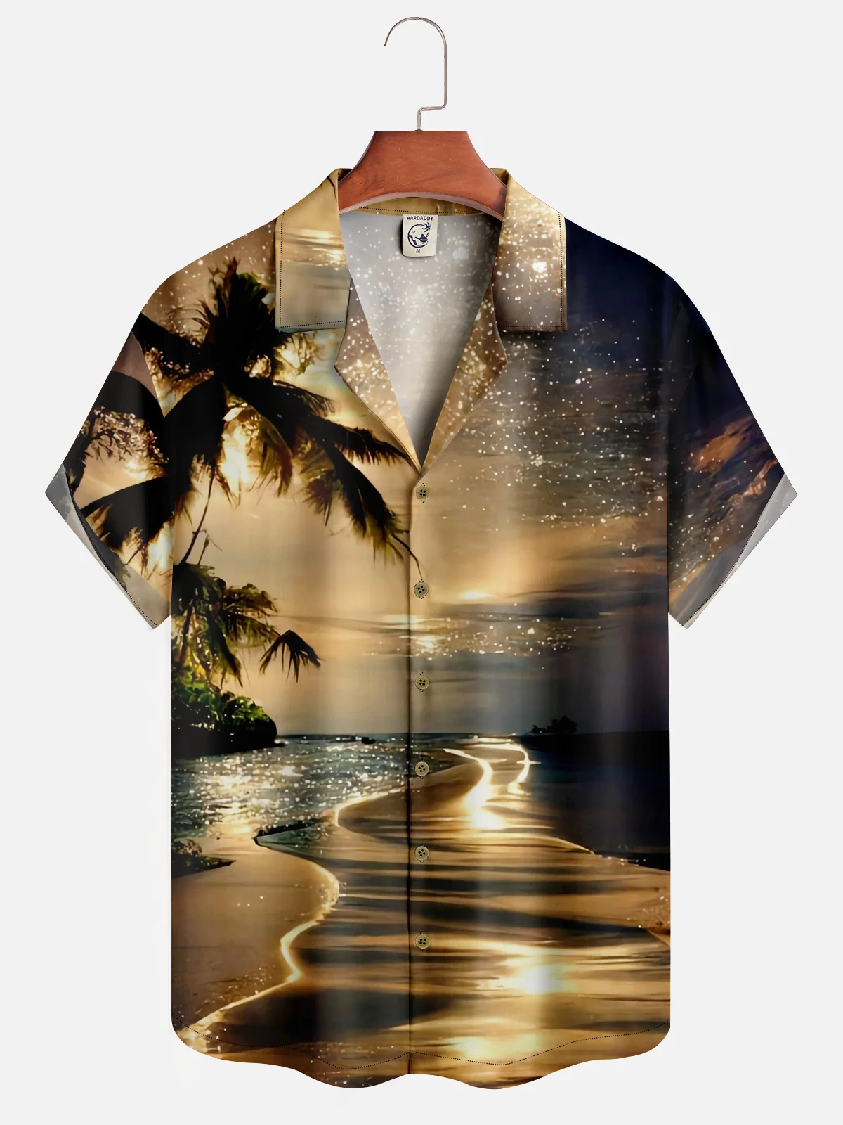 Moisture-wicking Ocean Gold Beach Art Hawaiian Shirt