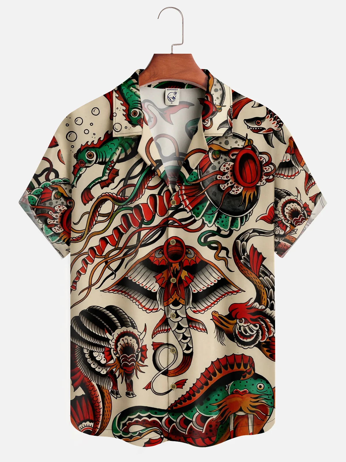 Moisture-wicking Vintage Tattoo Hawaiian Shirt