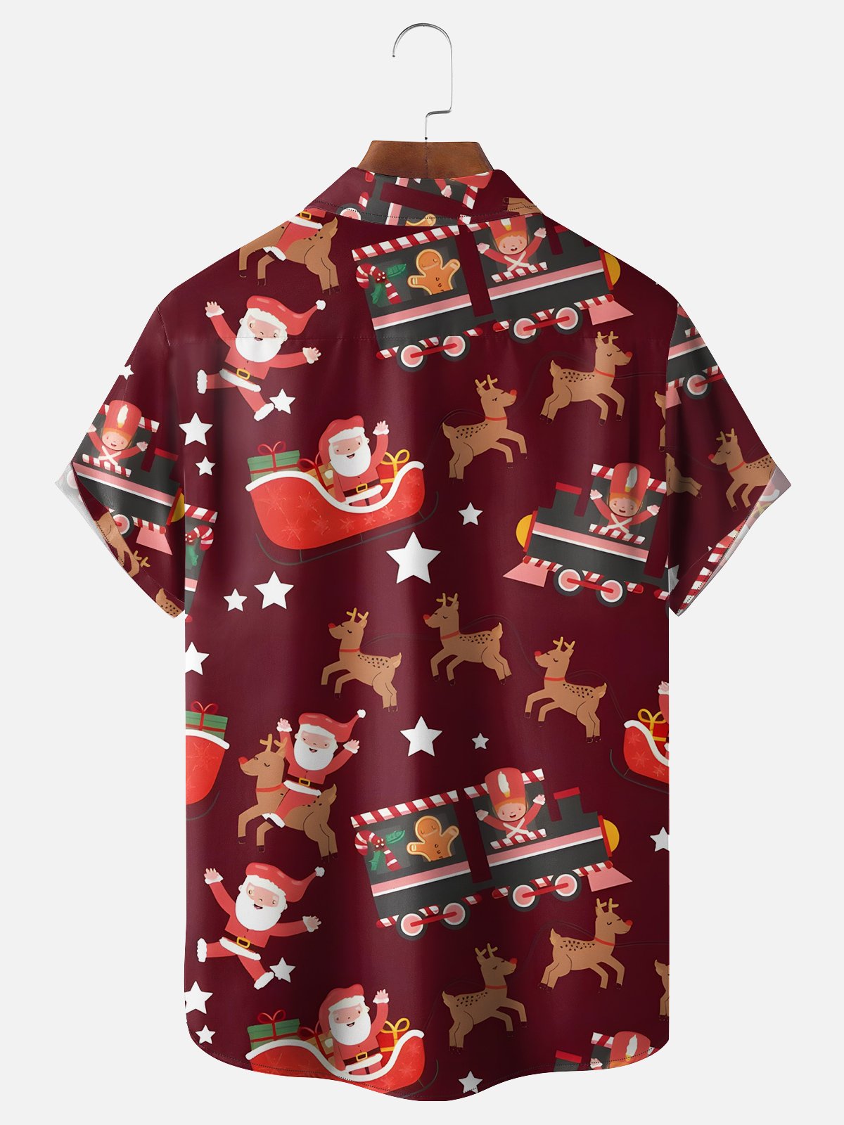 Moisture-wicking Christmas Santa Dog Chest Pocket Casual Shirt