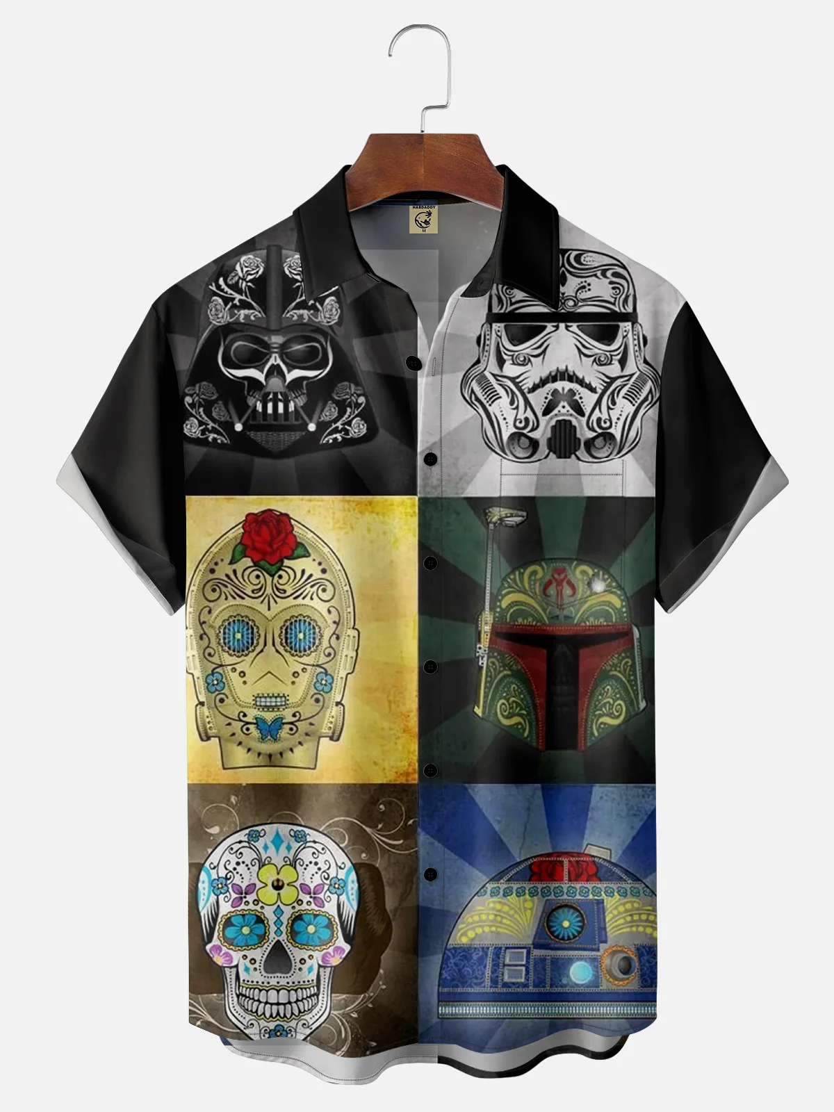 Moisture-wicking Space Robot Art Painting Chest Pocket Hawaiian Shirt