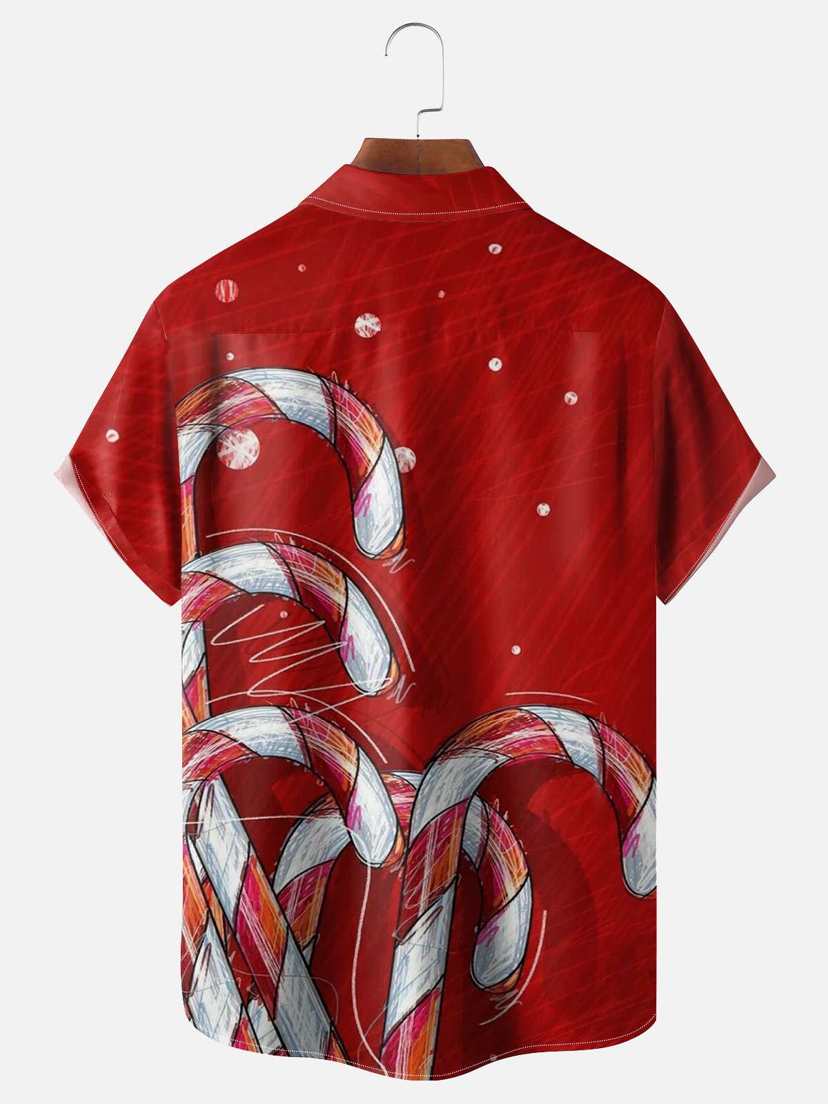 Moisture-wicking Christmas Candy Cane Chest Pocket Hawaiian Shirt