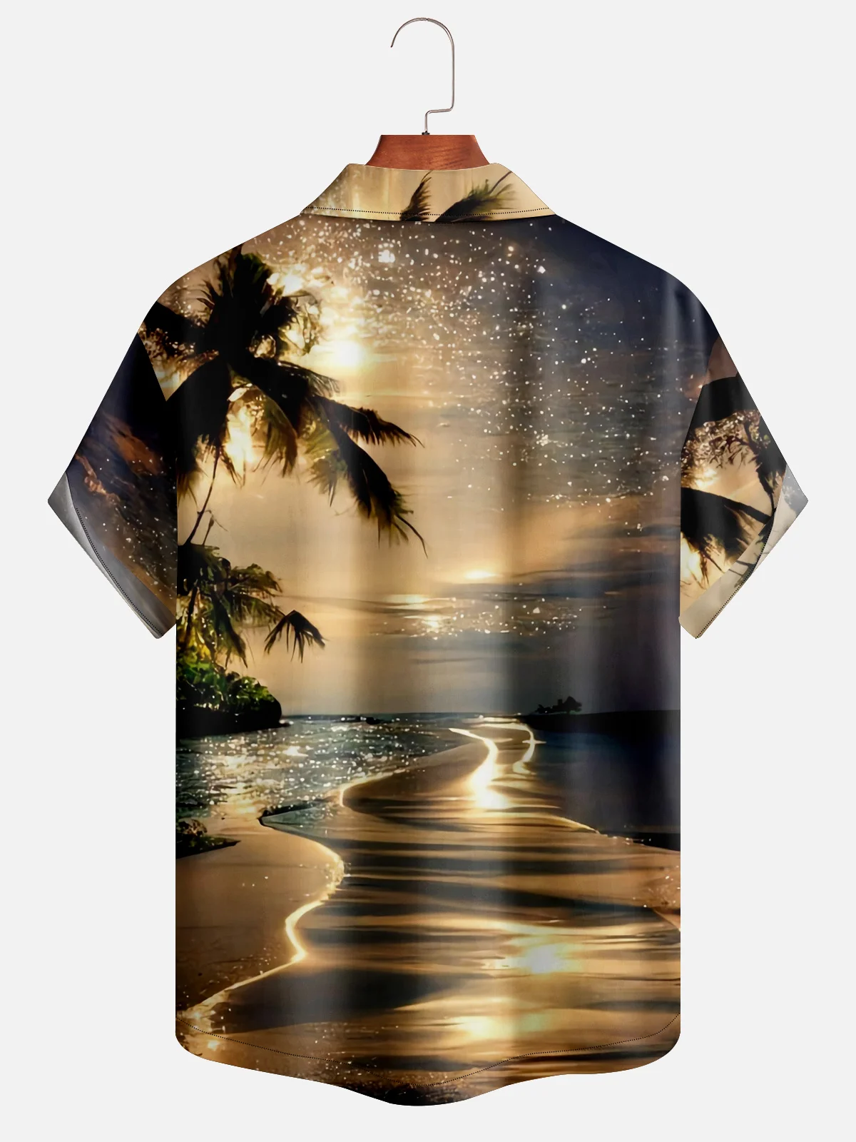 Moisture-wicking Ocean Gold Beach Art Hawaiian Shirt