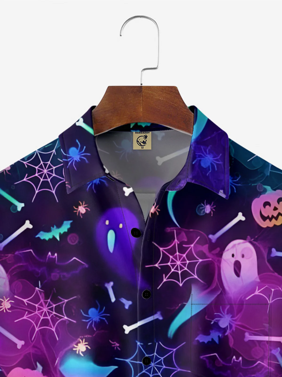 Moisture-wicking Halloween Ghost Pumpkin Chest Pocket Casual Shirt