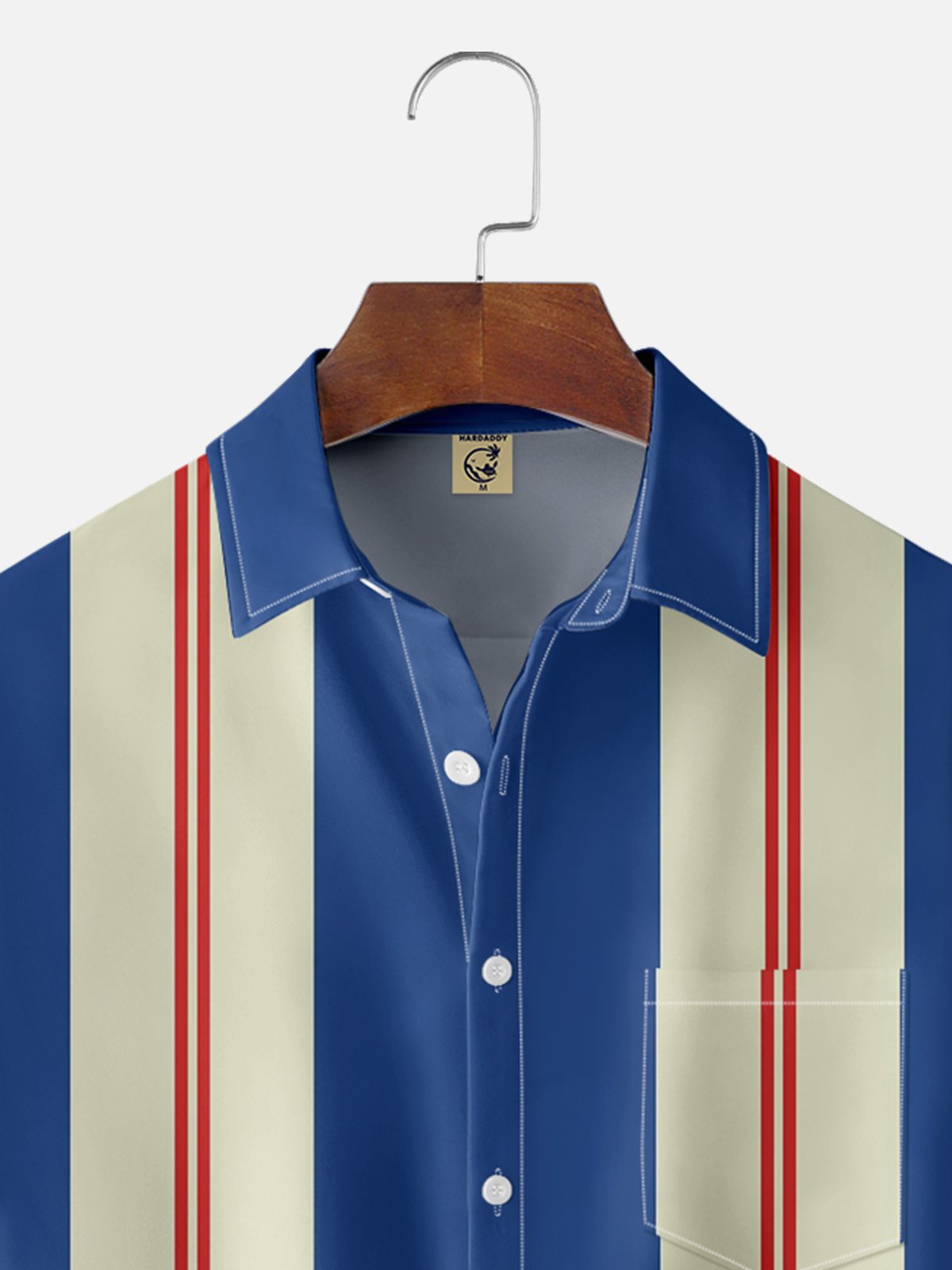 Moisture Wicking Striped Multicolor Chest Pocket Bowling Shirt