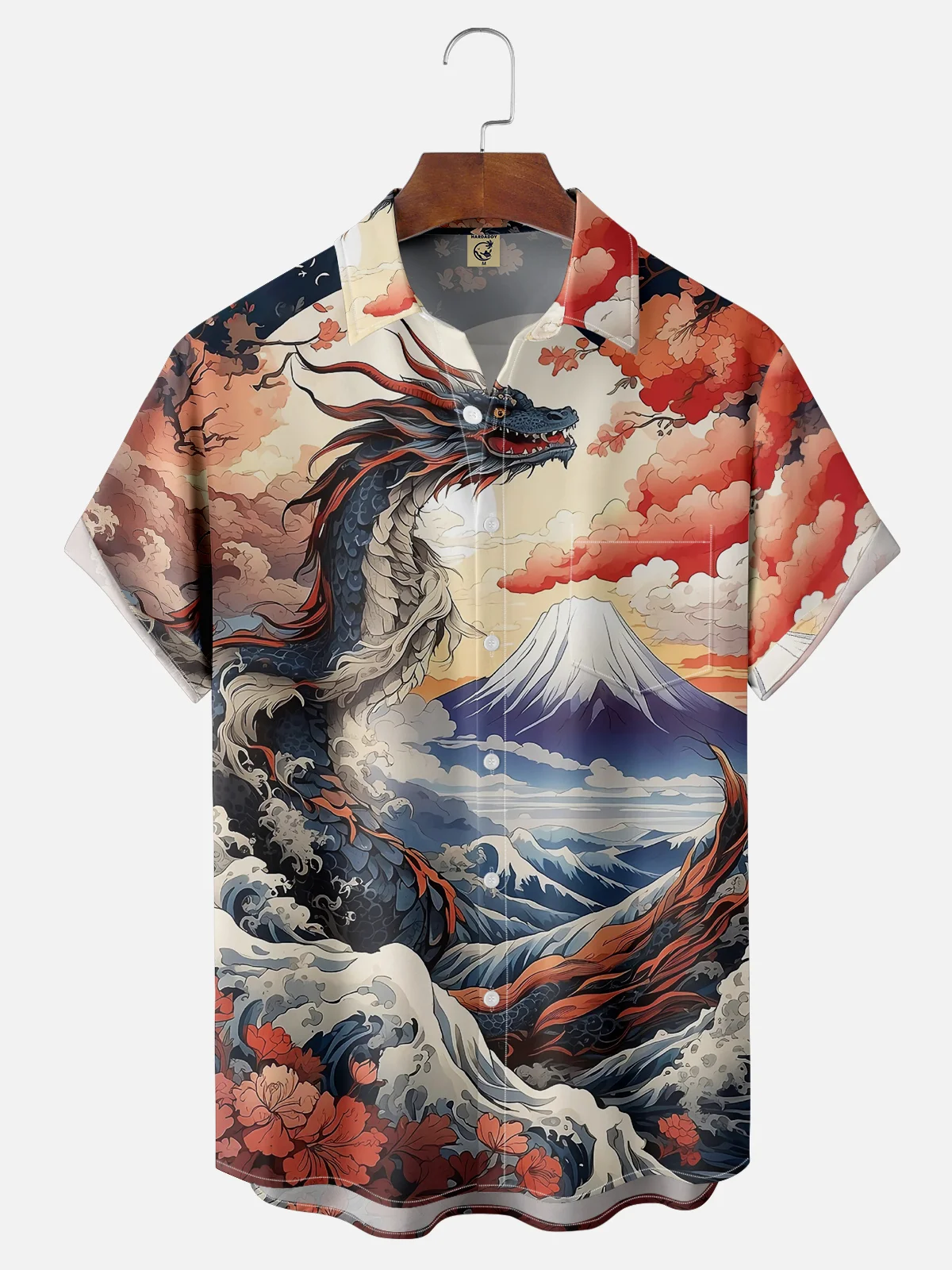 Moisture-wicking Ukiyo-e Dragon Chest Pocket Casual Shirt