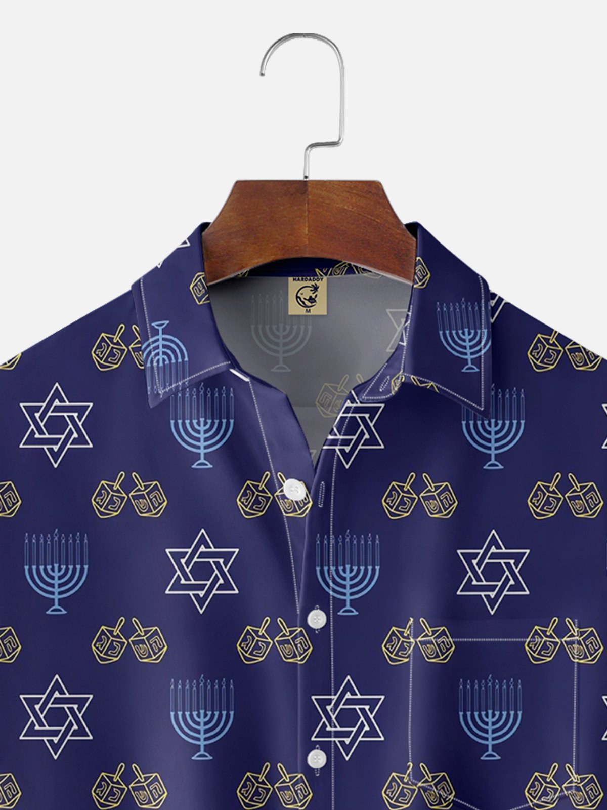 Moisture-wicking Hanukkah Six Pointed Star Chest Pocket Casual Shirt