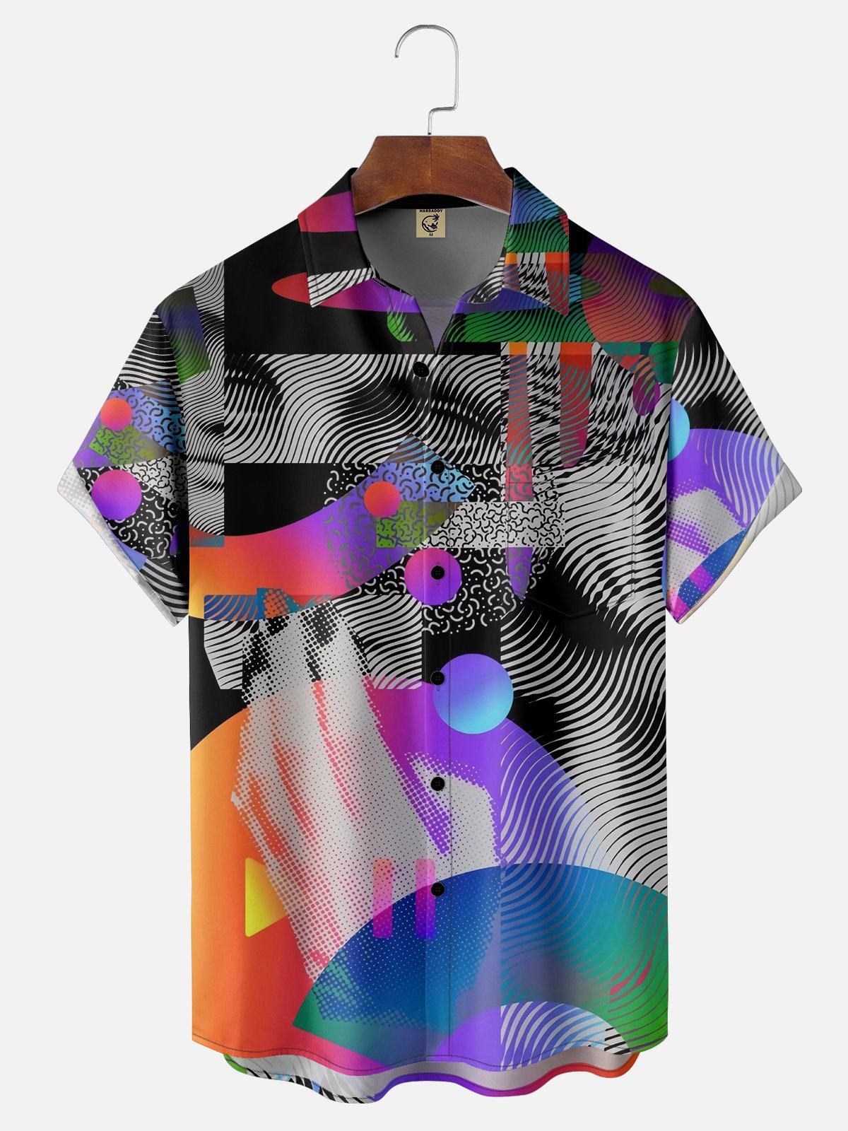 Moisture-wicking Funky Art Geomatric David Chest Pocket Casual Shirt