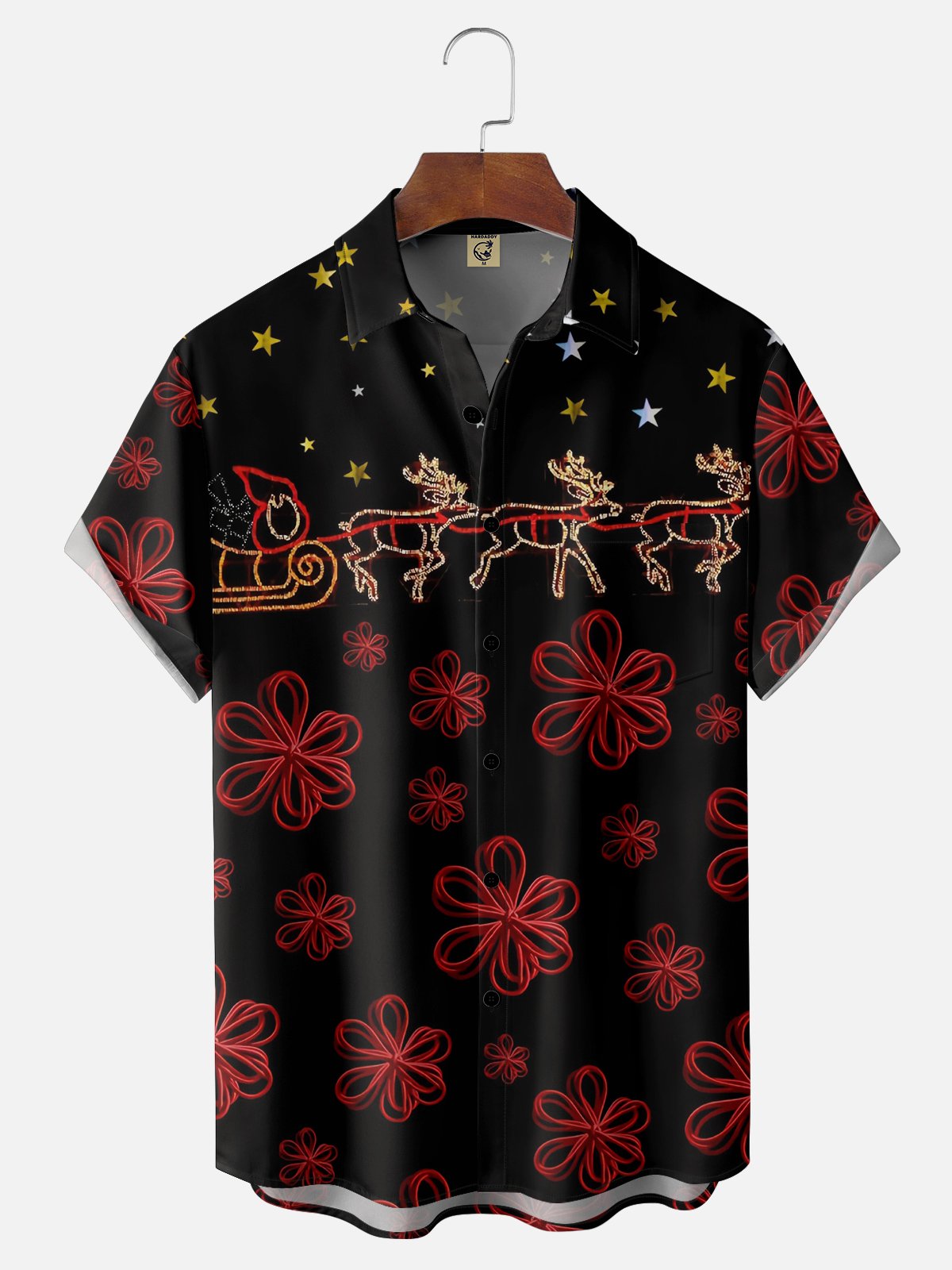 Moisture-wicking Christmas Elk Chest Pocket Casual Shirt