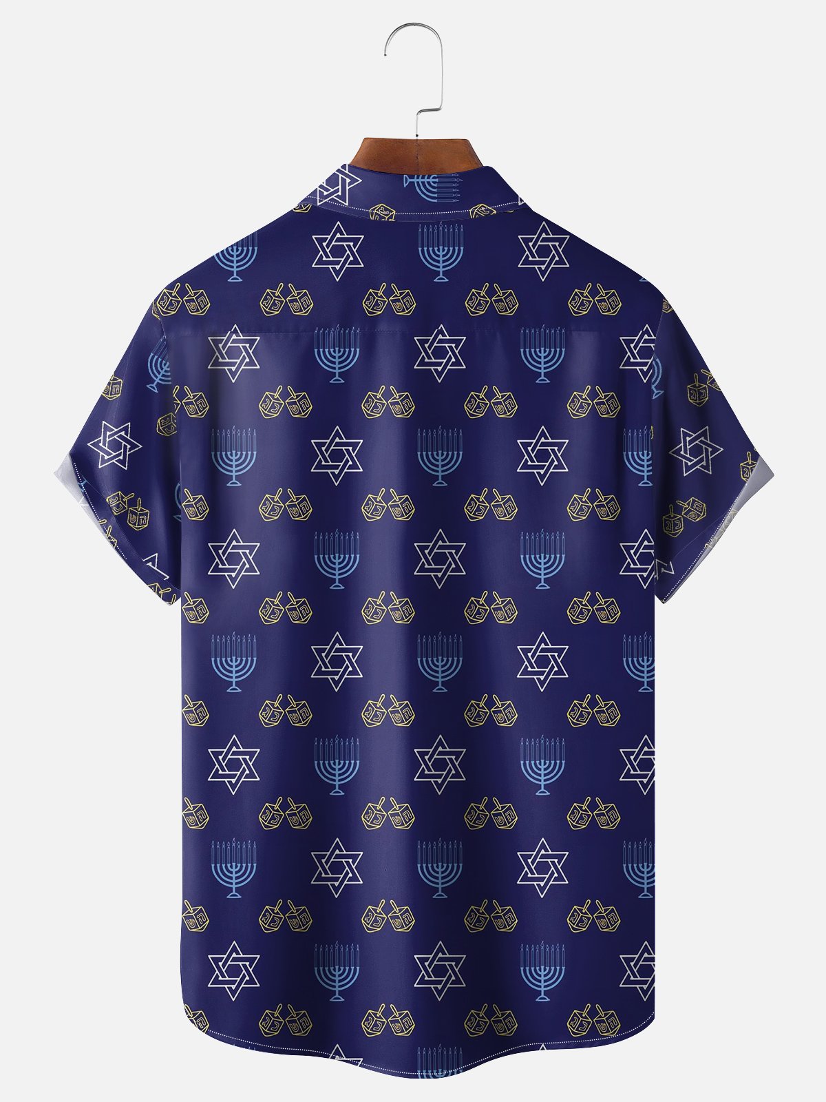 Moisture-wicking Hanukkah Six Pointed Star Chest Pocket Casual Shirt