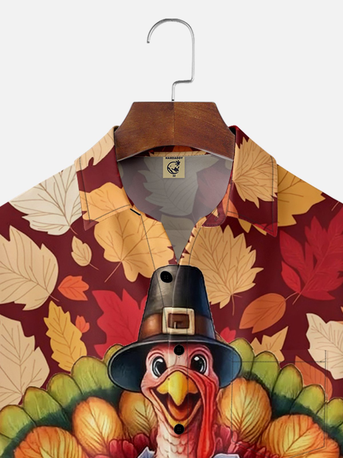 Moisture-wicking Thanksgiving Maple Turkey Chest Pocket Hawaiian Shirt