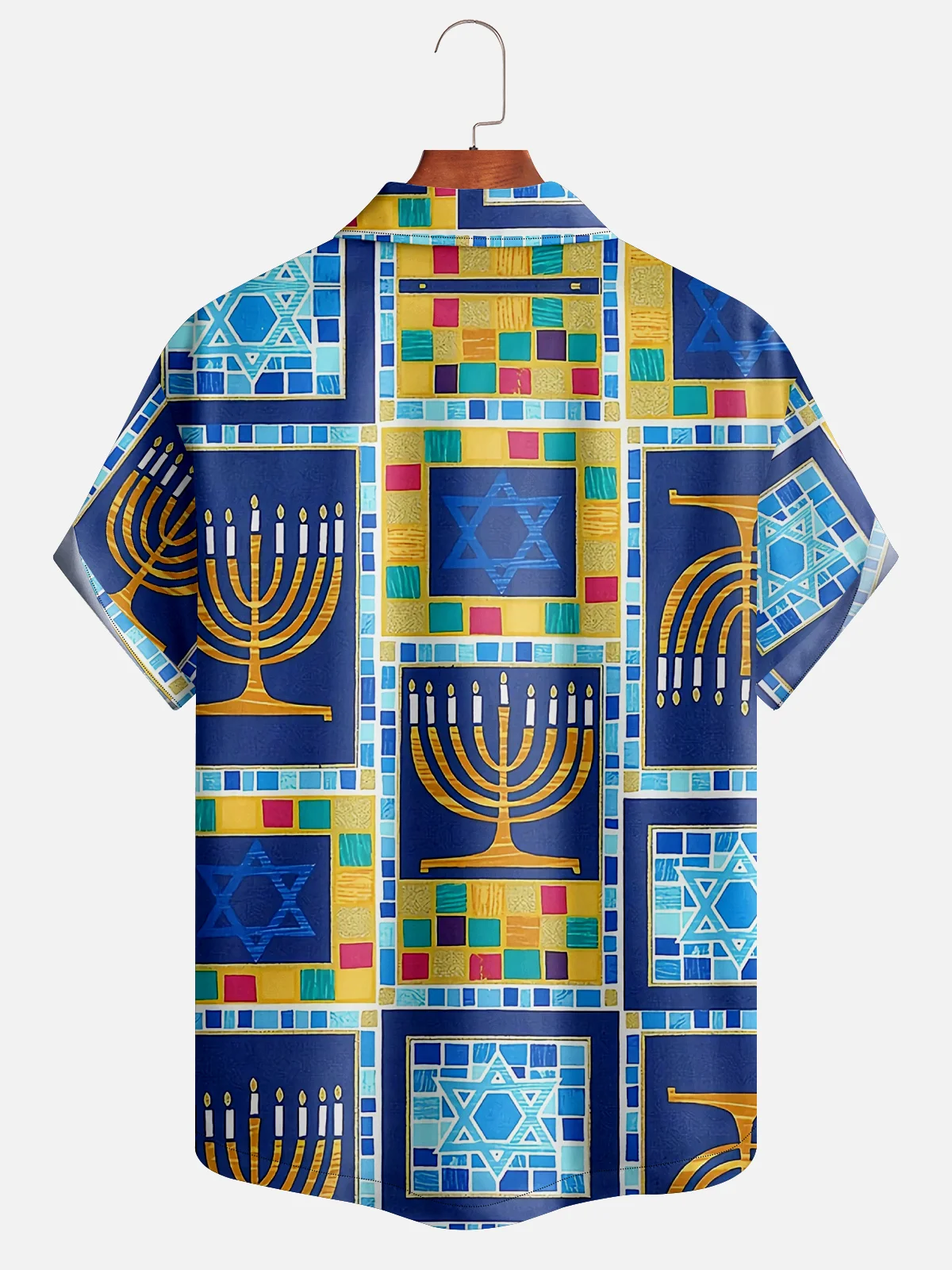 Moisture-wicking Hanukkah Candle Aloha Shirt