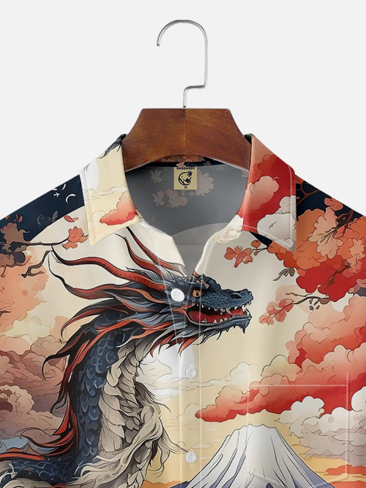 Moisture-wicking Ukiyo-e Dragon Chest Pocket Casual Shirt