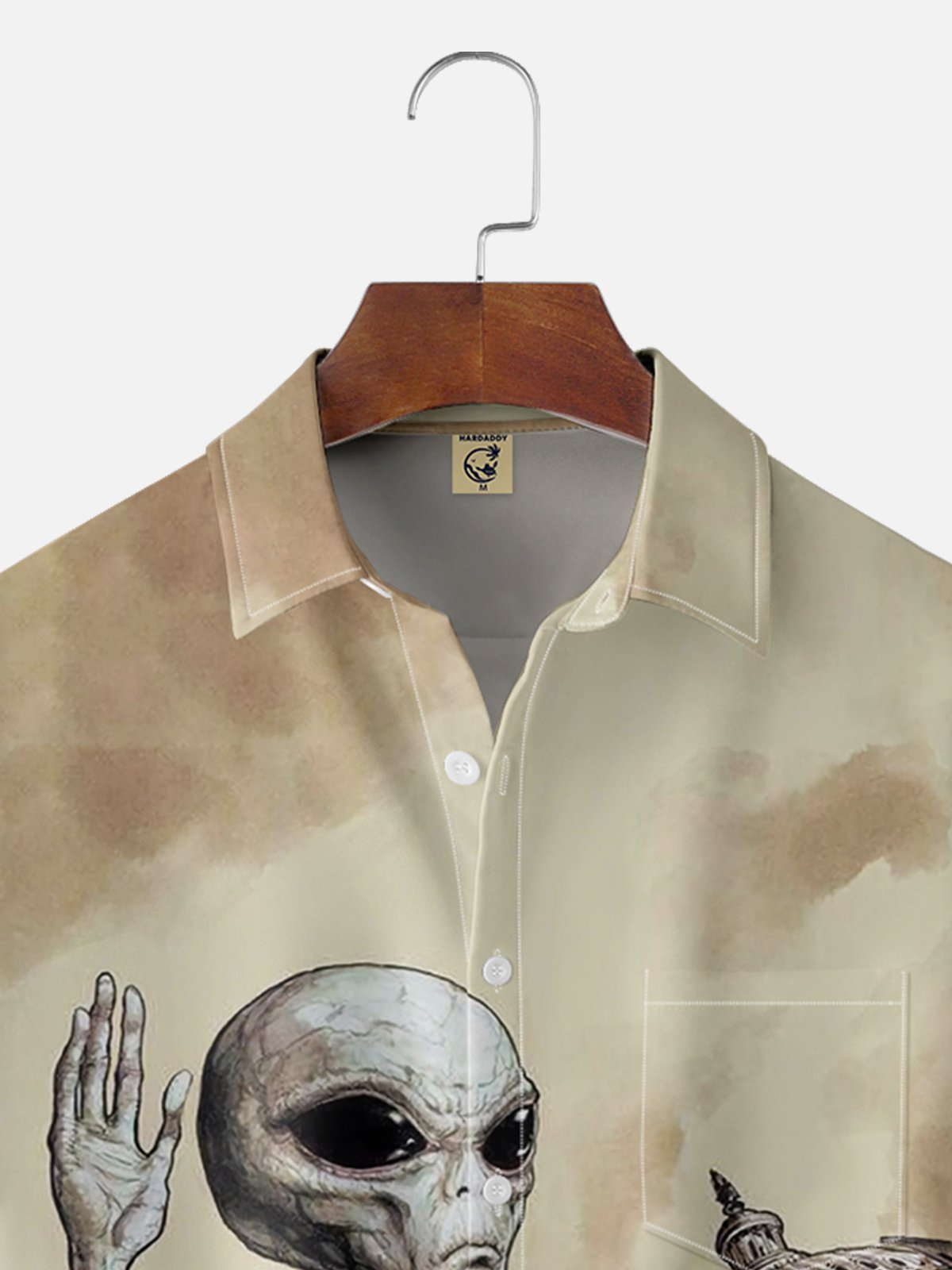 Moisture-wicking Alien Touching The Constitution Chest Pocket Hawaiian Shirt