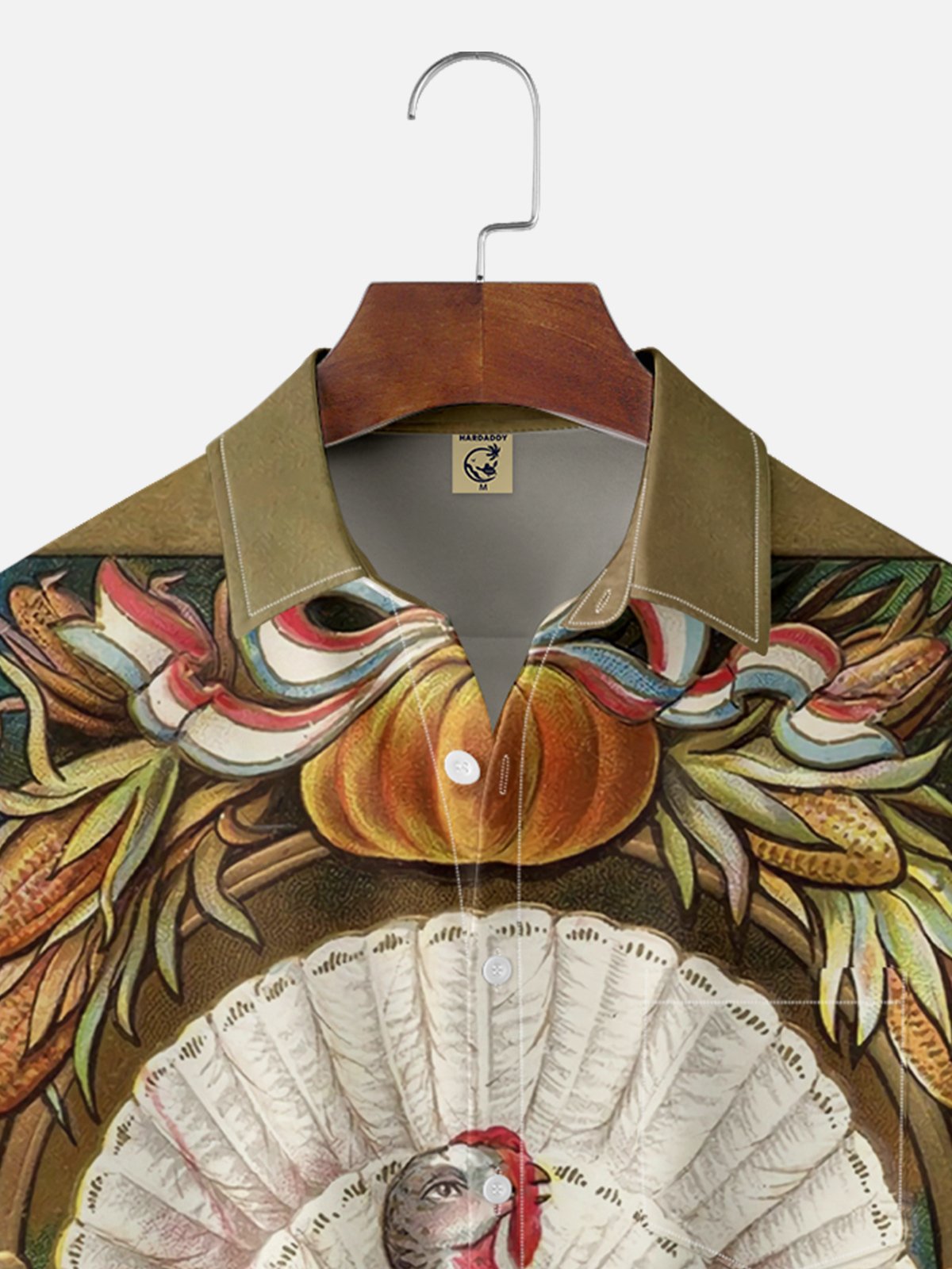 Moisture-wicking Thanksgiving Turkey Illustration Chest Pocket Hawaiian Shirt