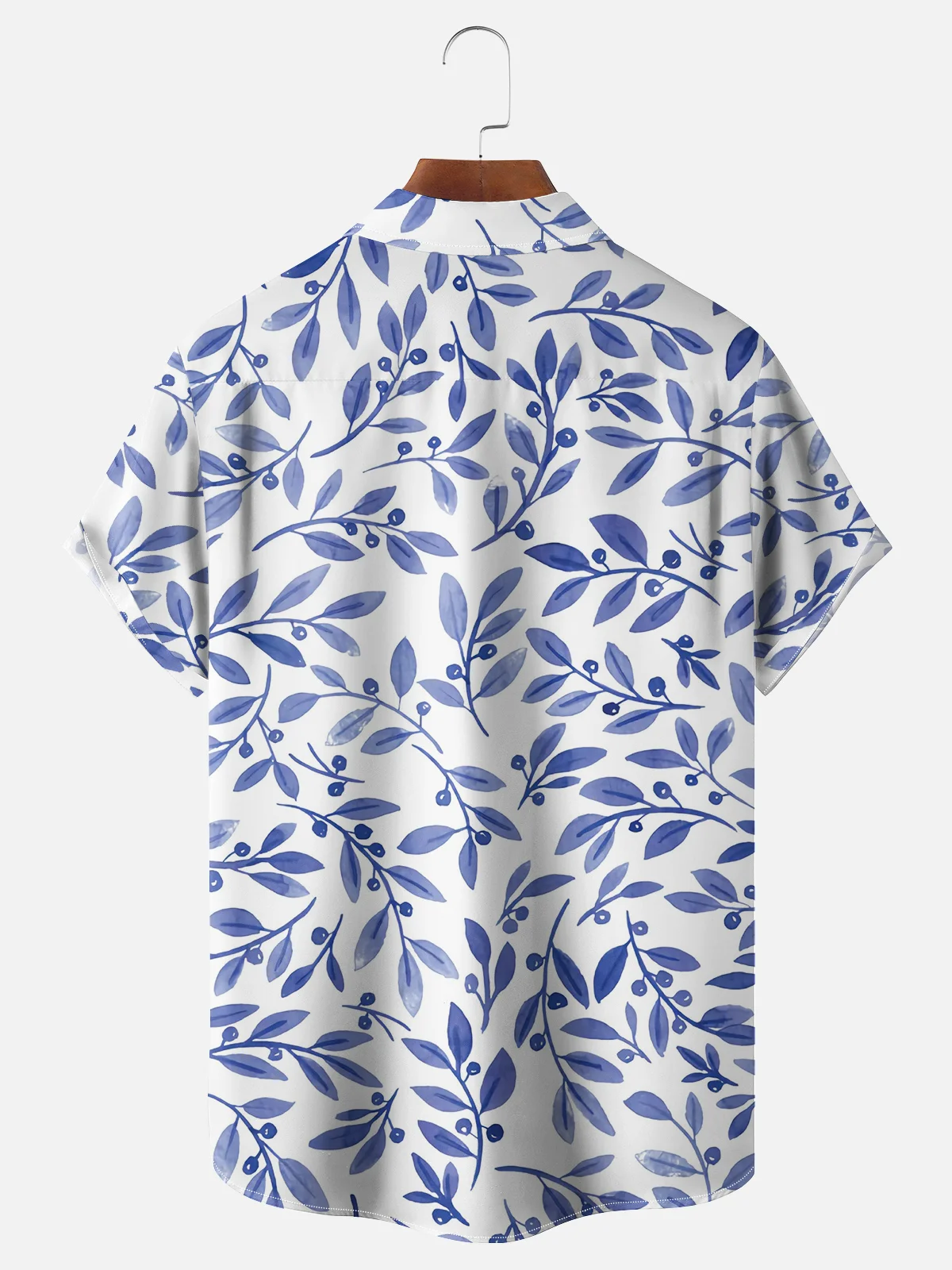 Moisture-wicking Leaf Chest Pocket Hawaiian Shirt