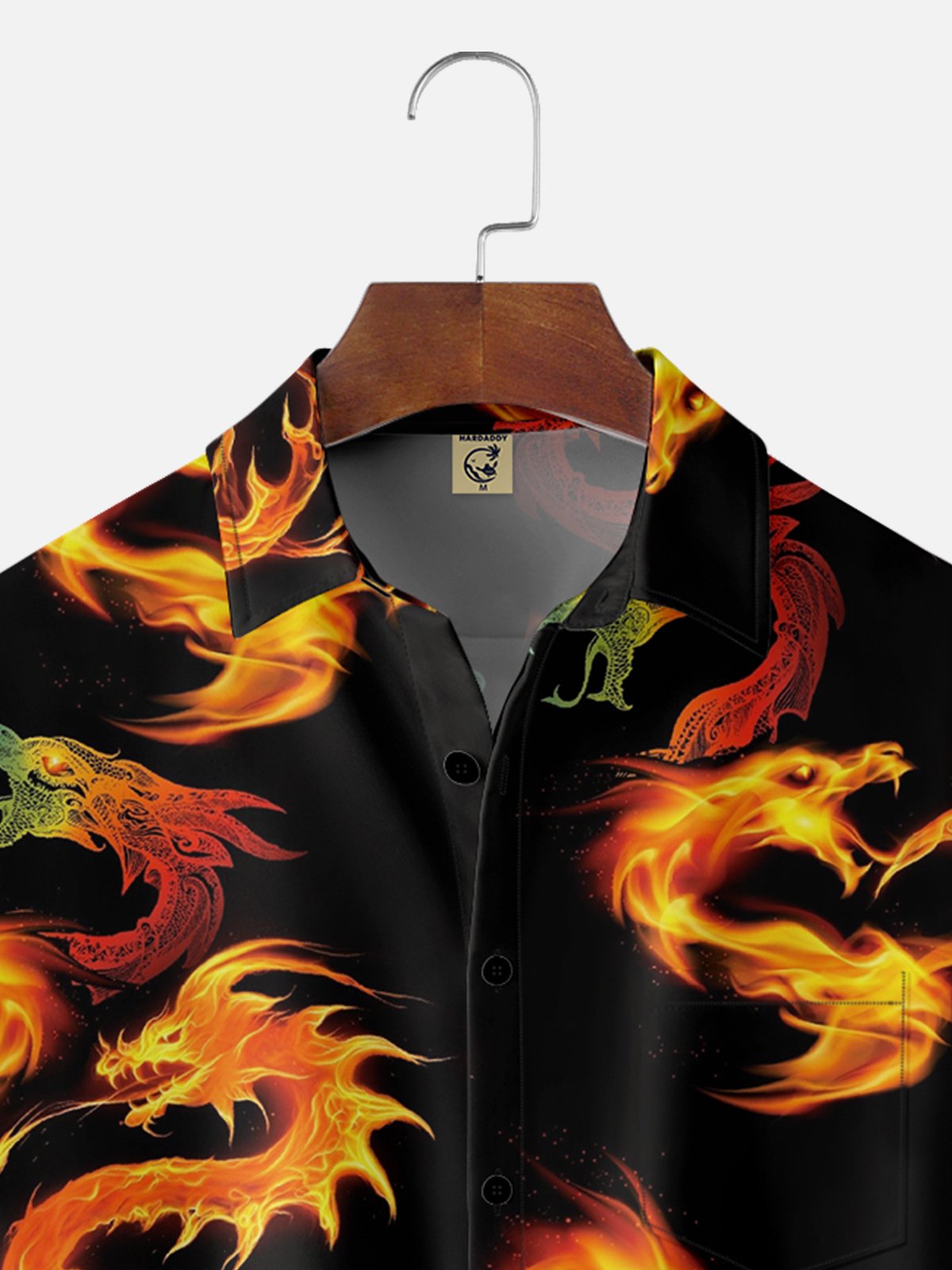 Dragon Graphic Men's Casual Chest Pocket Short Sleeve Shirt