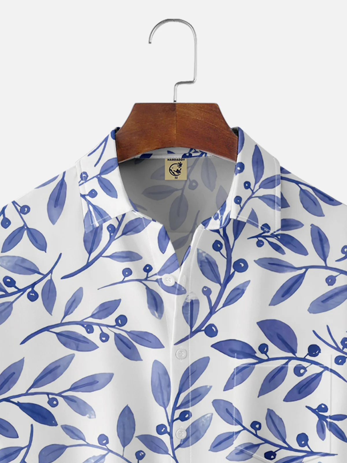 Moisture-wicking Leaf Chest Pocket Hawaiian Shirt