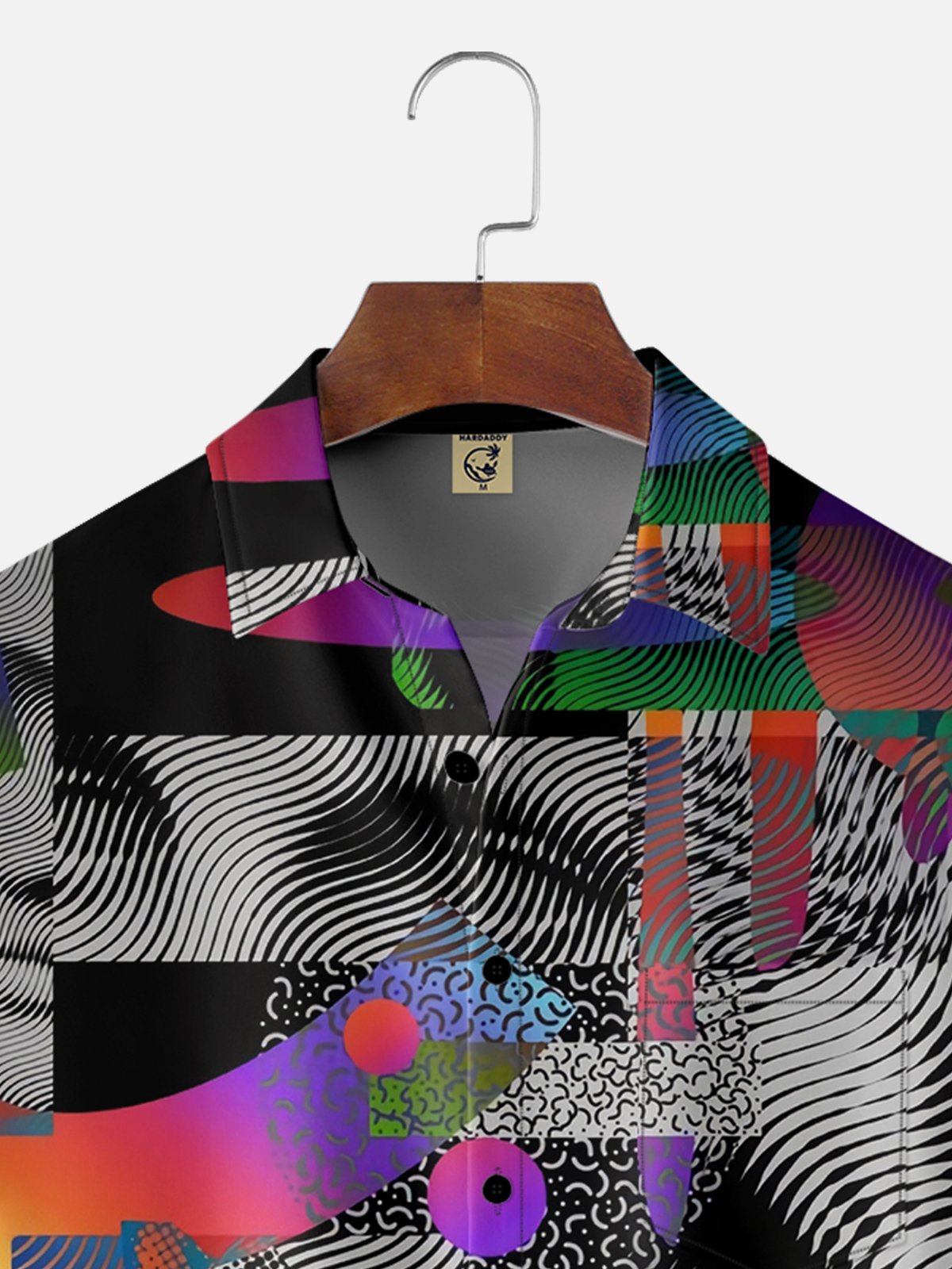 Moisture-wicking Funky Art Geomatric David Chest Pocket Casual Shirt