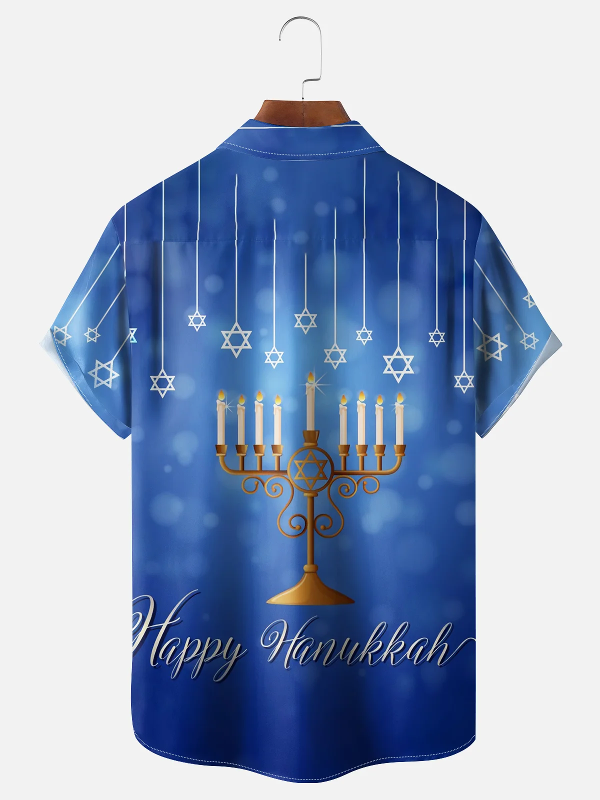 Moisture-wicking Hanukkah Six-pointed Star Chest Pocket Casual Shirt