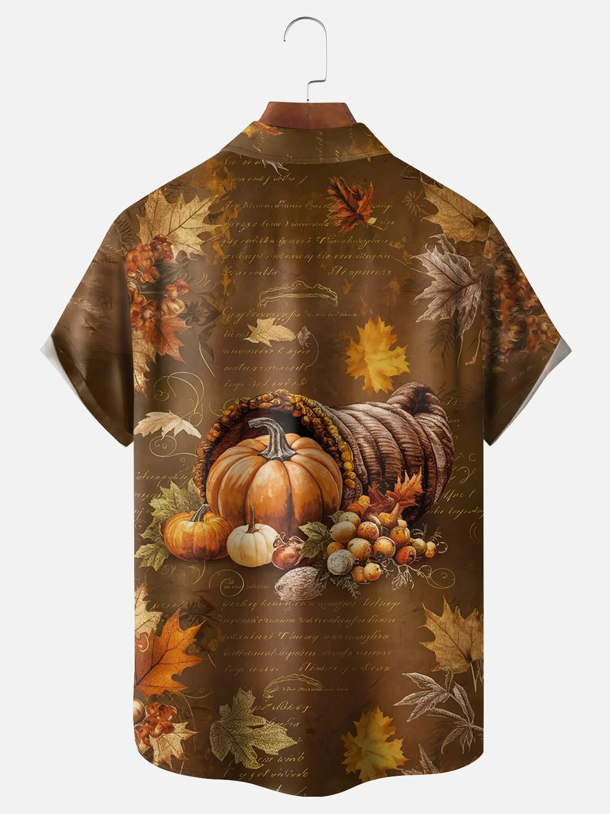 Moisture-wicking Thanksgiving Pumpkin Chest Pocket Hawaiian Shirt