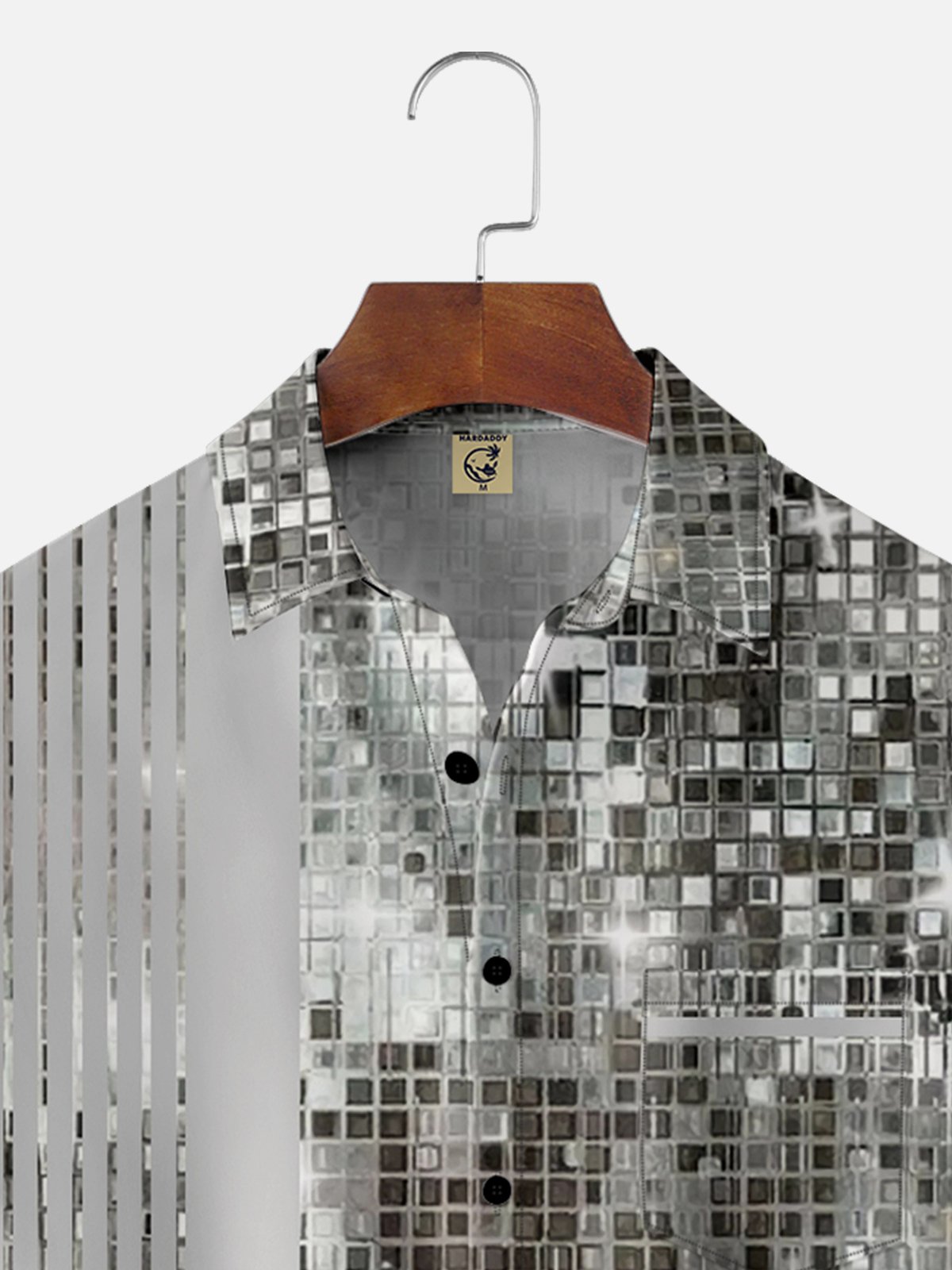 Moisture-wicking Party Sequin Print Chest Pocket Bowling Shirt