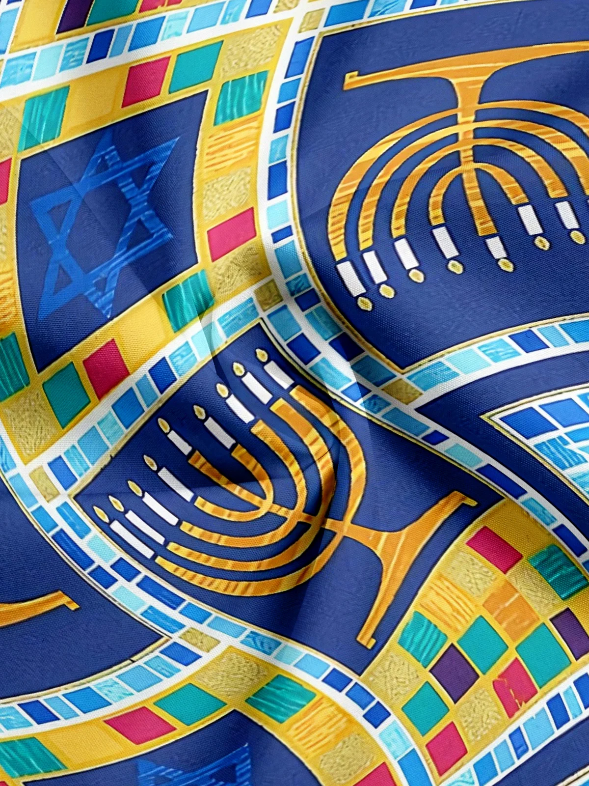 Moisture-wicking Hanukkah Candle Aloha Shirt