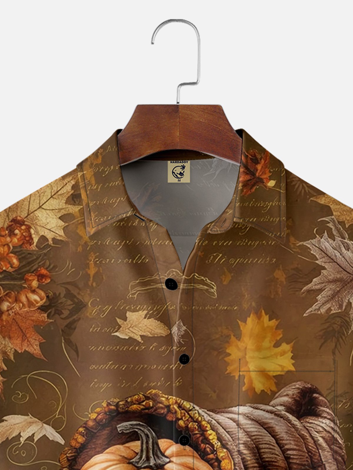 Moisture-wicking Thanksgiving Pumpkin Chest Pocket Hawaiian Shirt